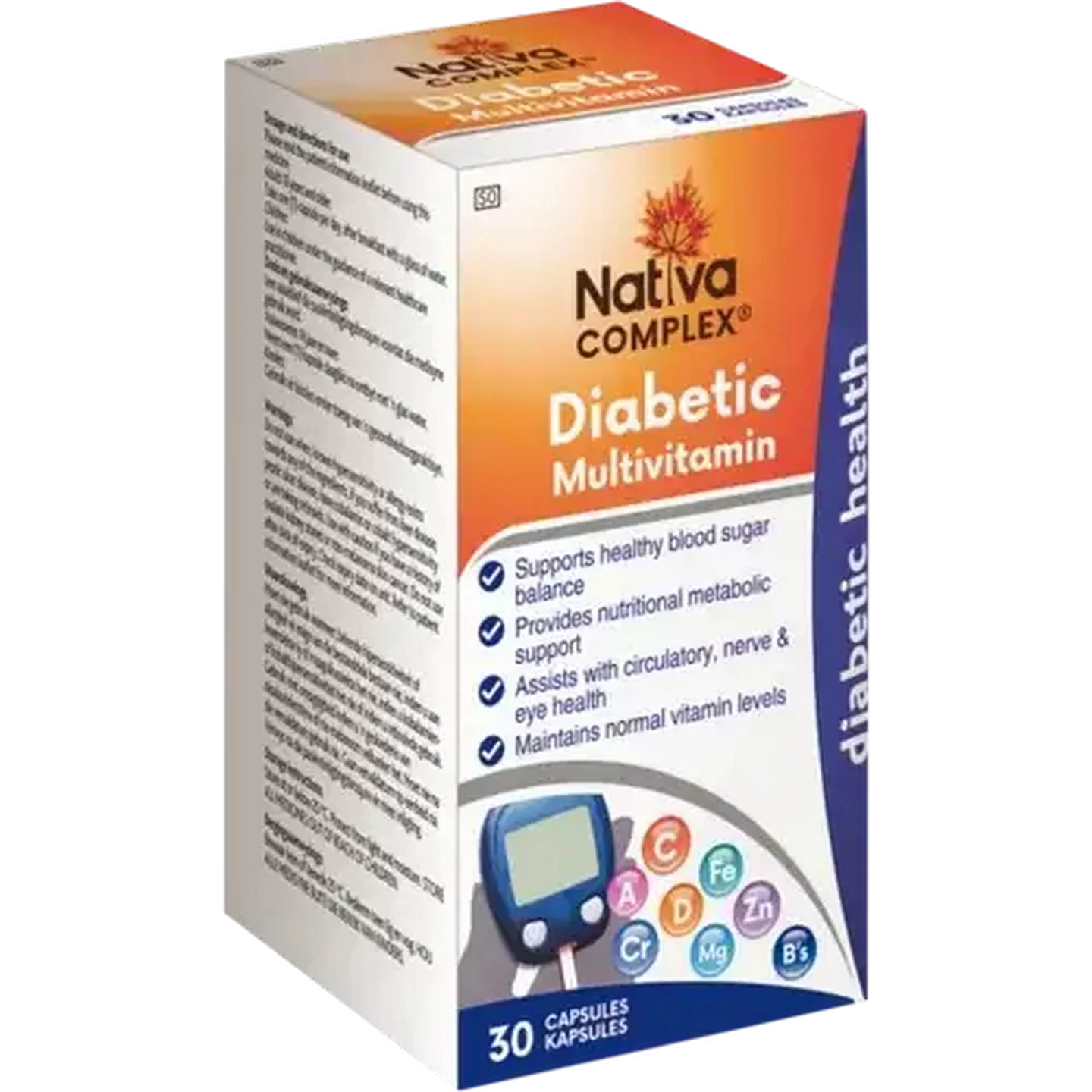 Image of Nativa Diabetic Multivitamin Capsules 30 Pack