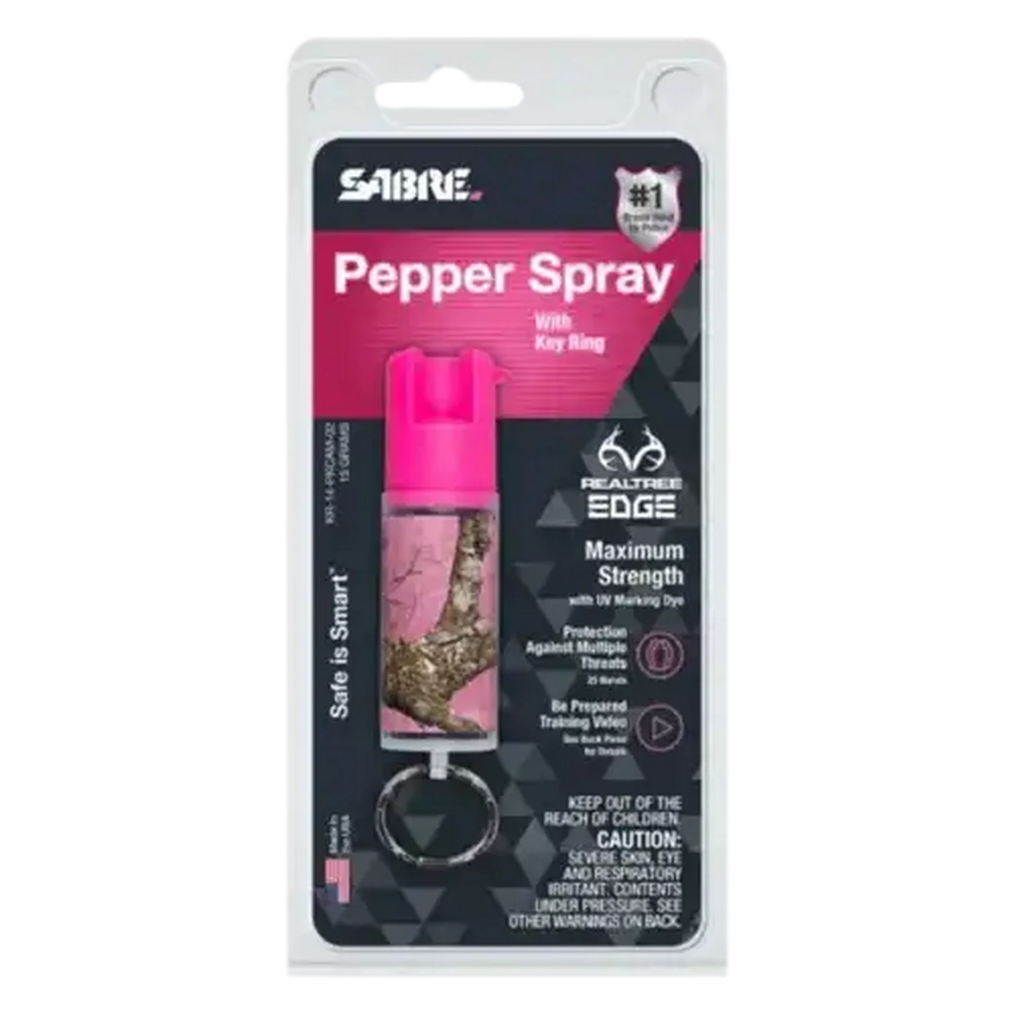 Image of SABRE Pink Camo Pepper Spray with Quick Release Key Ring