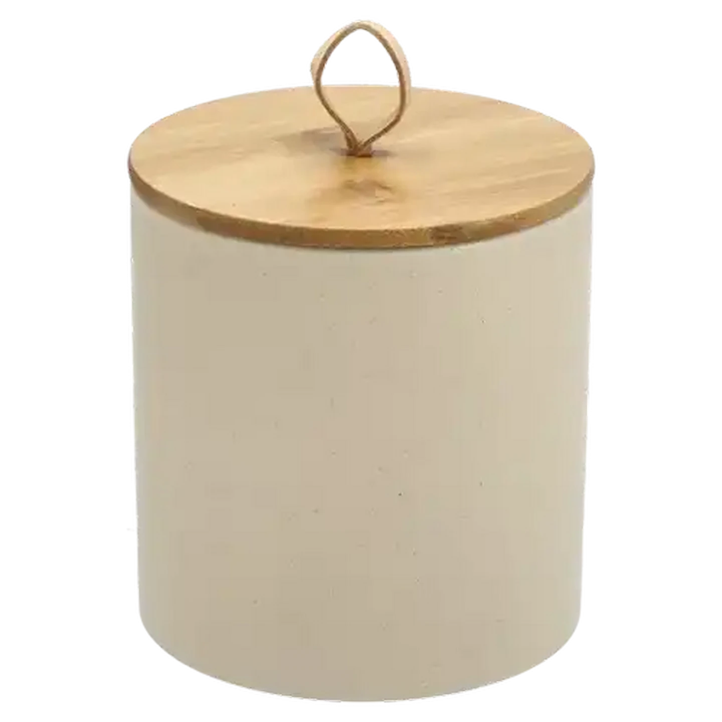 Image of Ceramic Ivory Large Canister with Strap 12 x 12cm