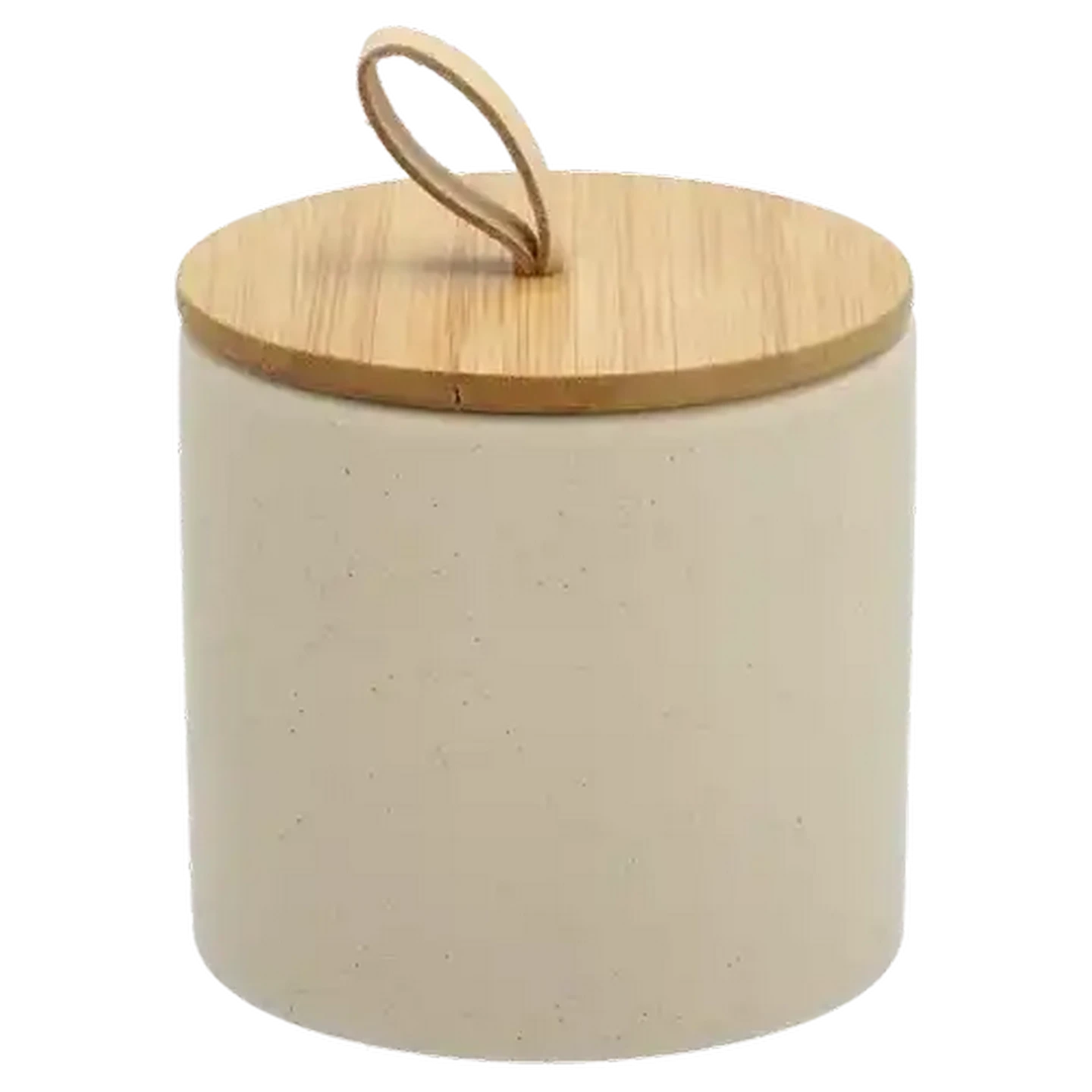 Image of Ceramic Ivory Small Canister with Strap 10 x 10cm