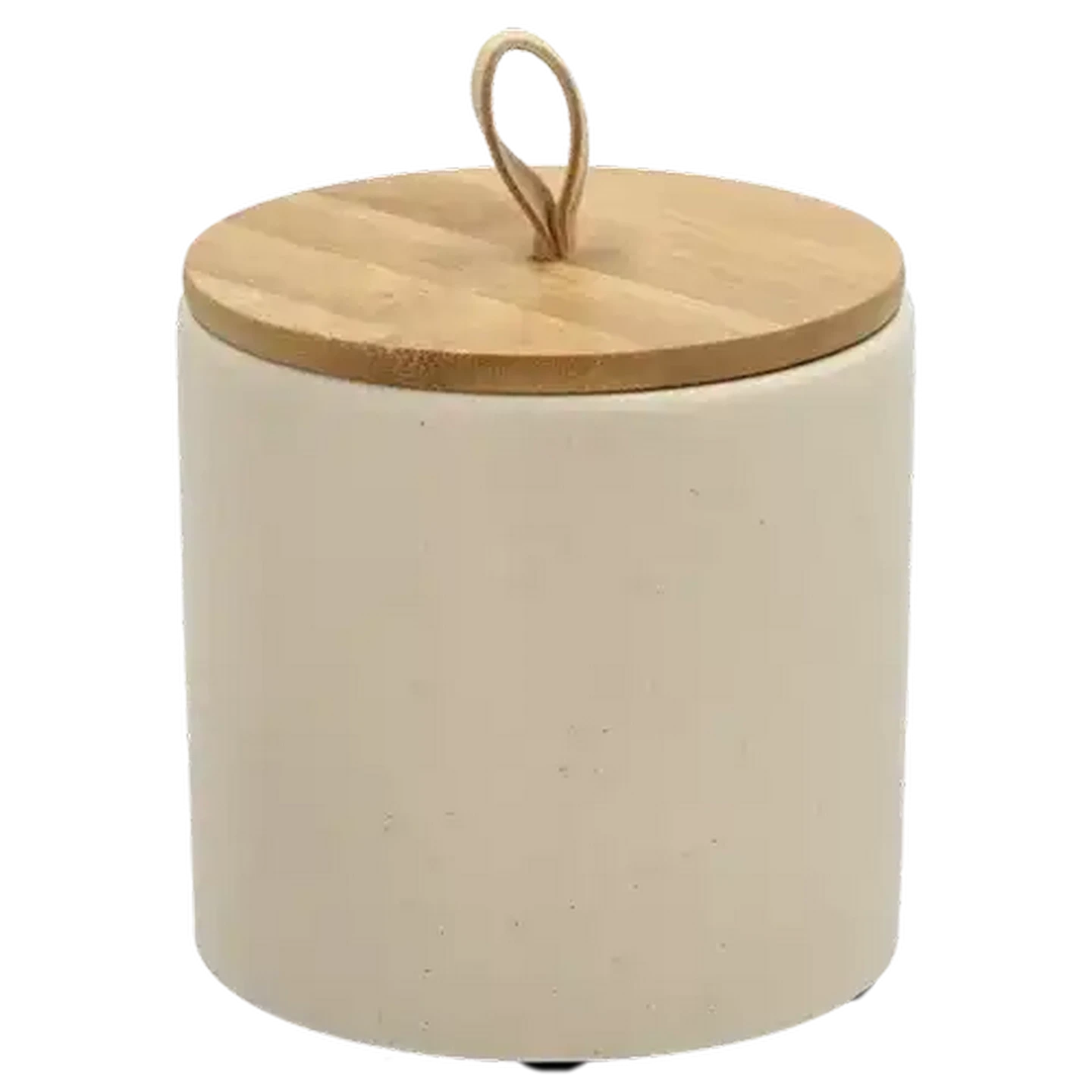 Image of Ceramic Ivory Medium Canister with Strap 11 x 11cm
