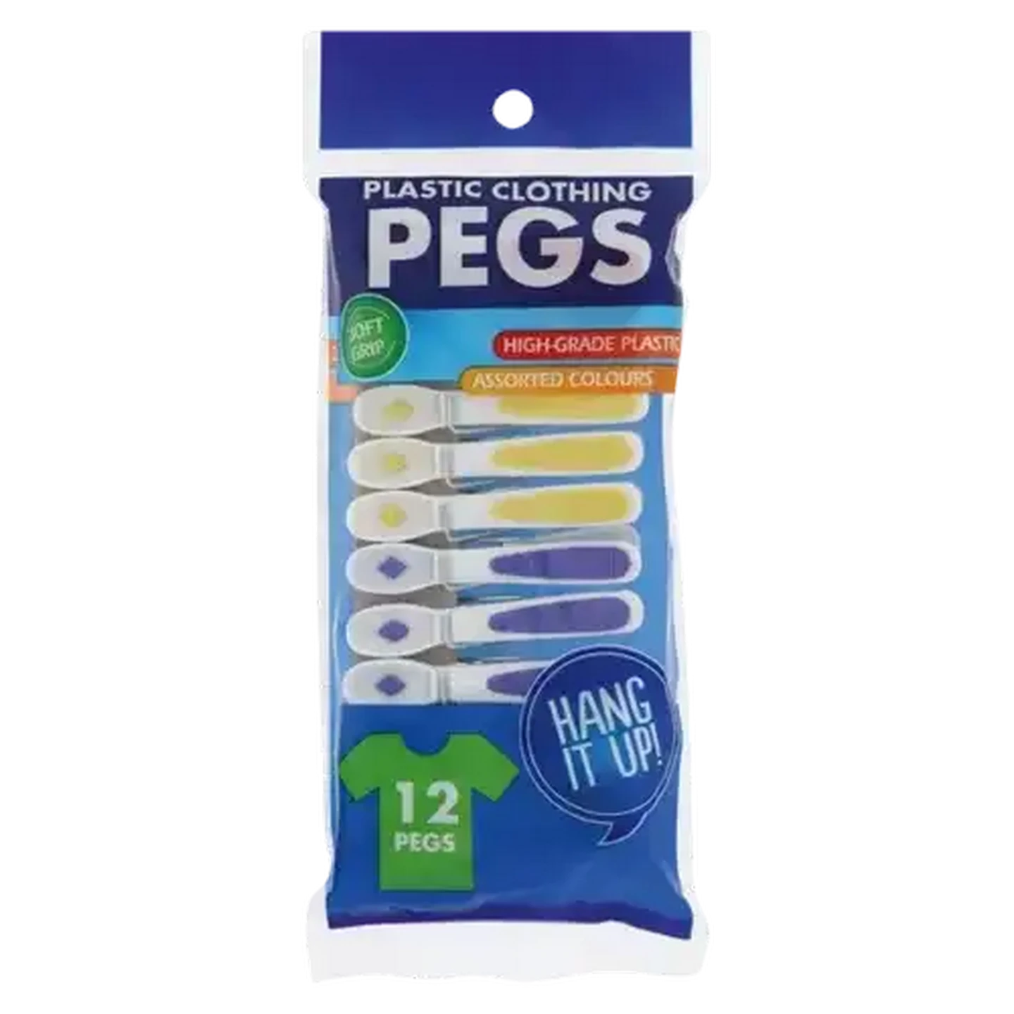 Image of Soft Grip Plastic Clothing Pegs 12 Piece
