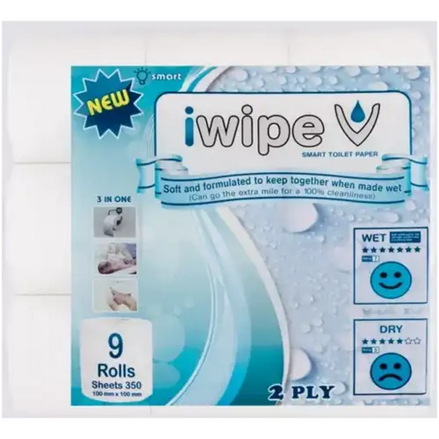 Checkers Sixty60 | iWipe 2 Ply Smart Toilet Paper Roll 9 Pack