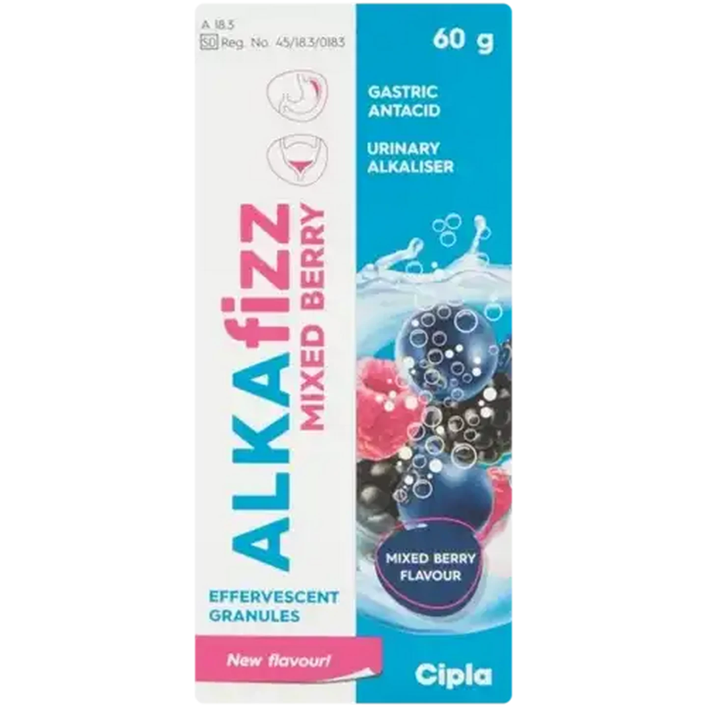 Image of Alka Fizz Mixed Berry Flavour Gastric Antacid Effervescent Granules 60g