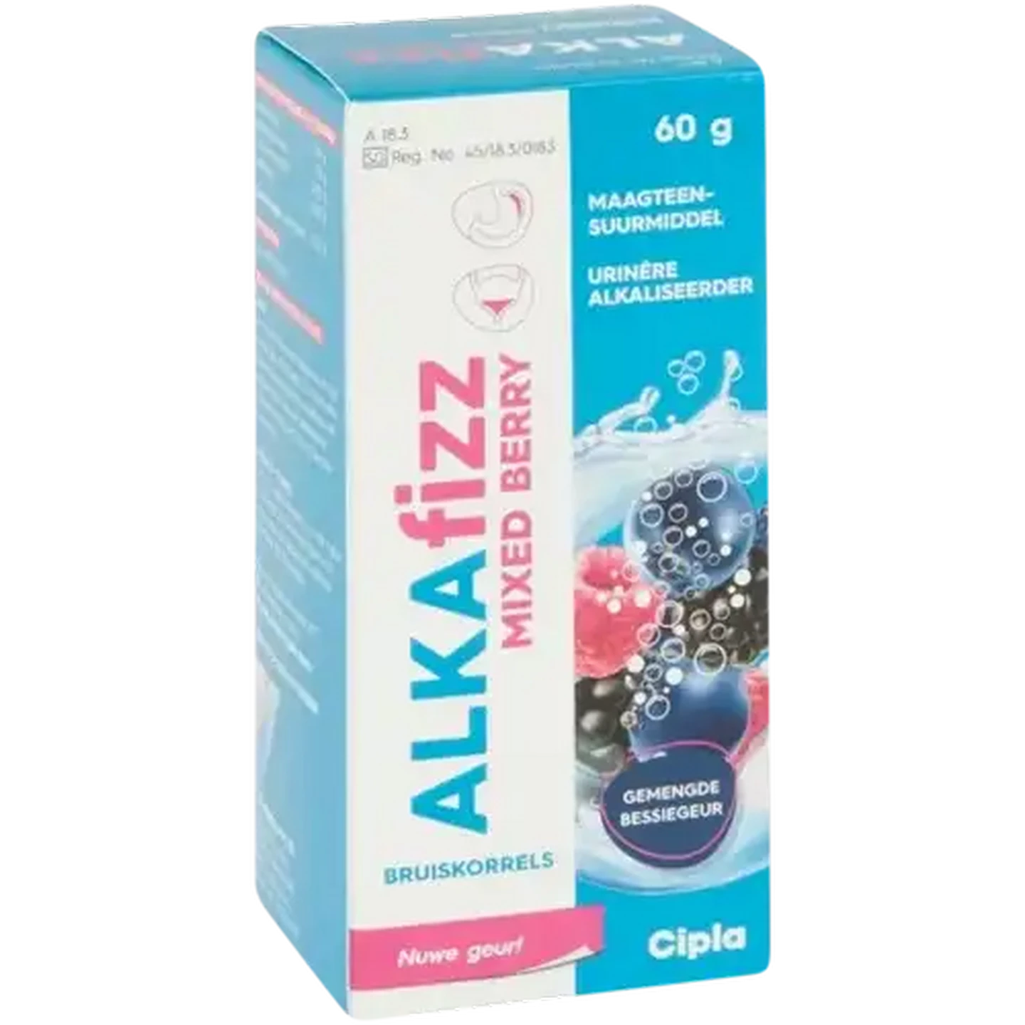 Image of Alka Fizz Mixed Berry Flavour Gastric Antacid Effervescent Granules 60g