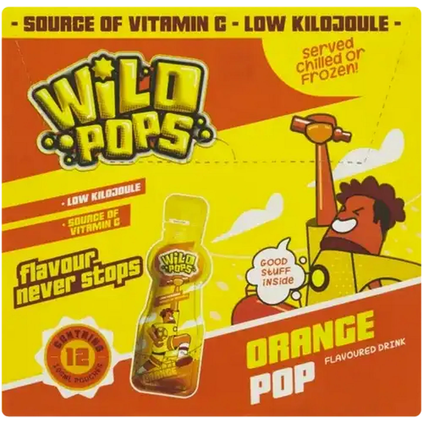 Image of Wild Pops Orange Flavoured Drink 12 x 100ml