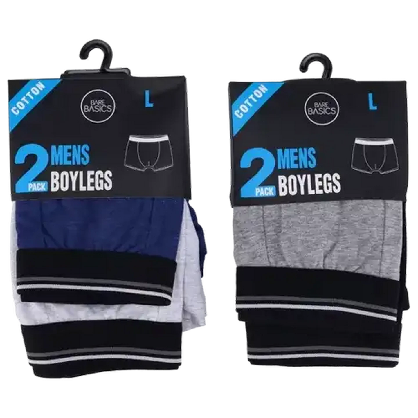 Image of Bare Basics Large Men's Boylegs Underwear 2-Pack (Colour May Vary)