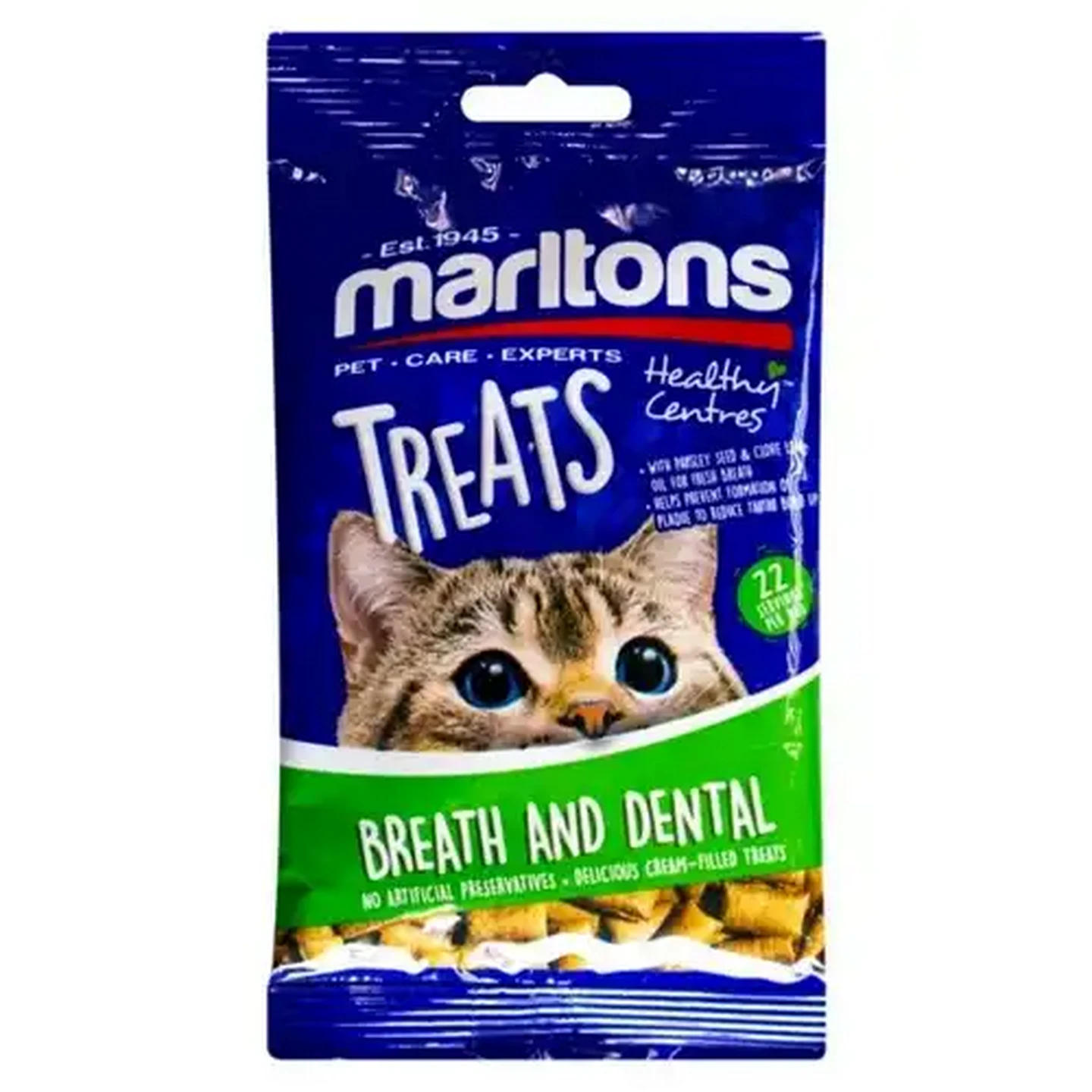 Image of Marltons Meow Munchies Breath & Dental Crunchy Bites Cat Treats 50g