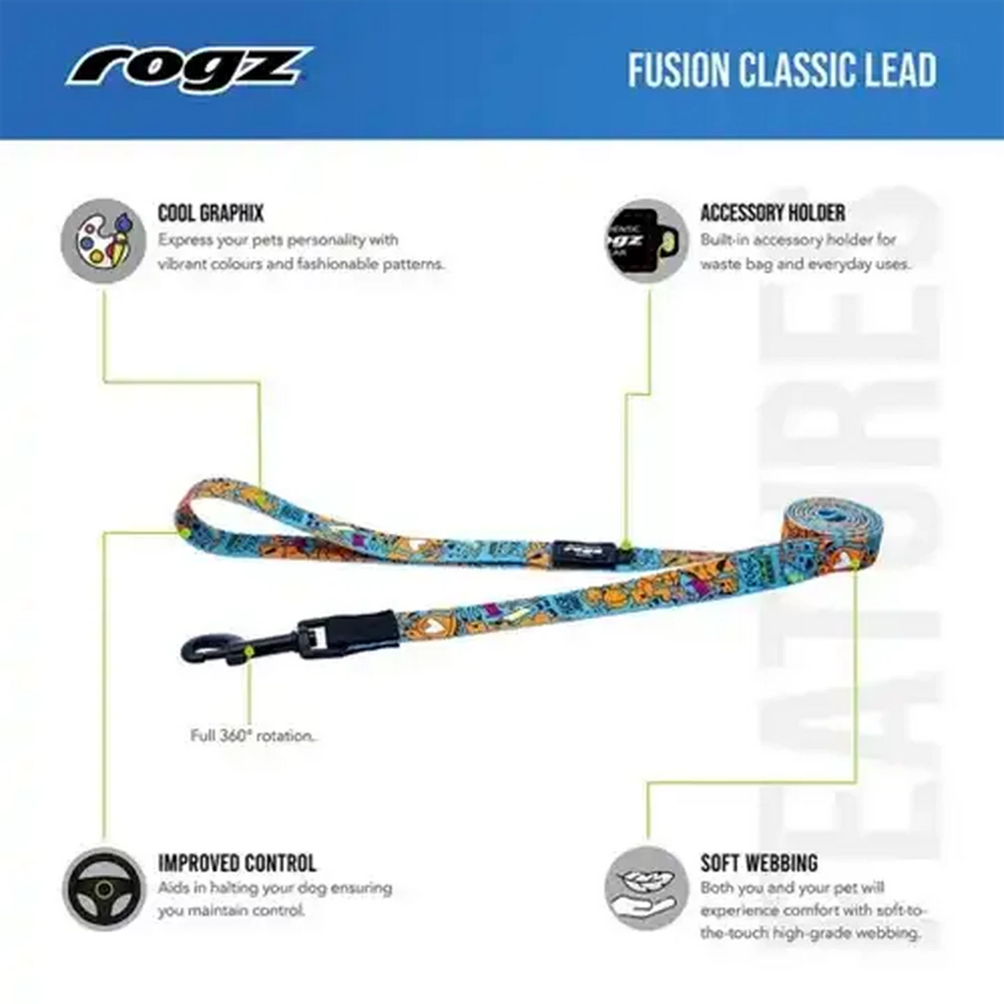 Checkers Sixty60 | Rogz Black Fusion Dog Lead Large