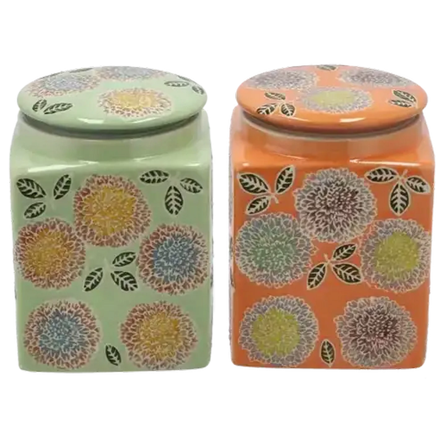 Image of Floret Ceramic Canister 9 x 9 x 12cm (Colour May Vary)
