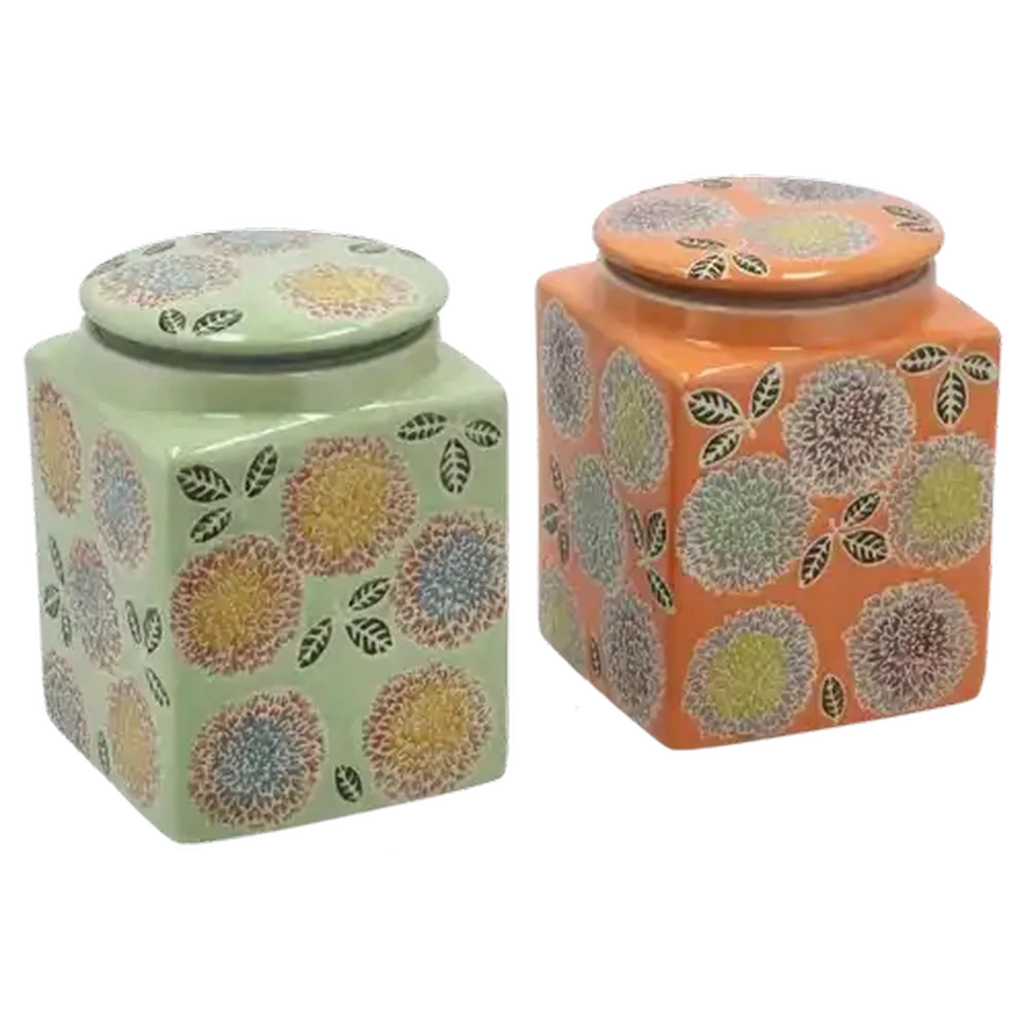 Image of Floret Ceramic Canister 9 x 9 x 12cm (Colour May Vary)