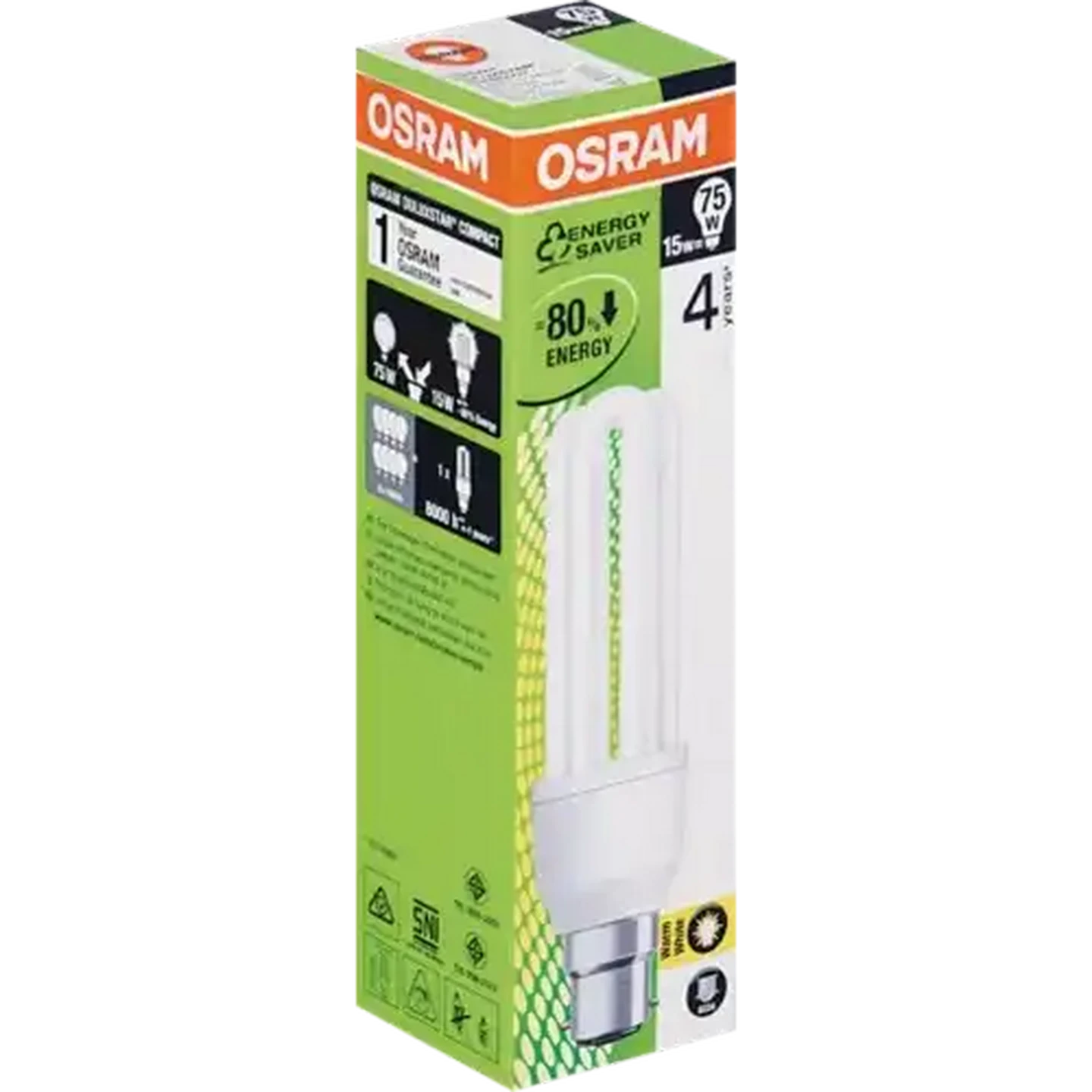 Image of OSRAM Warm White B22d Energy Saver Bayonet Globe 15W
