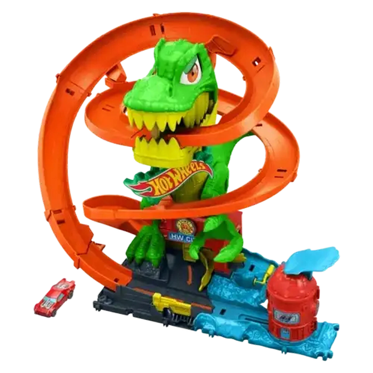Checkers Sixty60 | Hot Wheels Toy Car Track Set, City T-Rex Blaze
