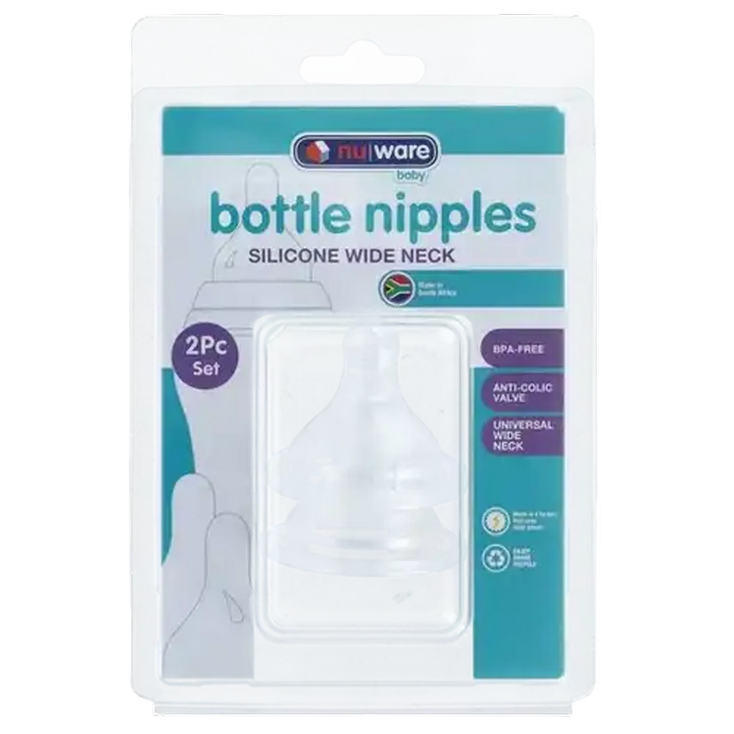 Shoprite ZA | Nu Ware Wide Neck Teat 2-Pack