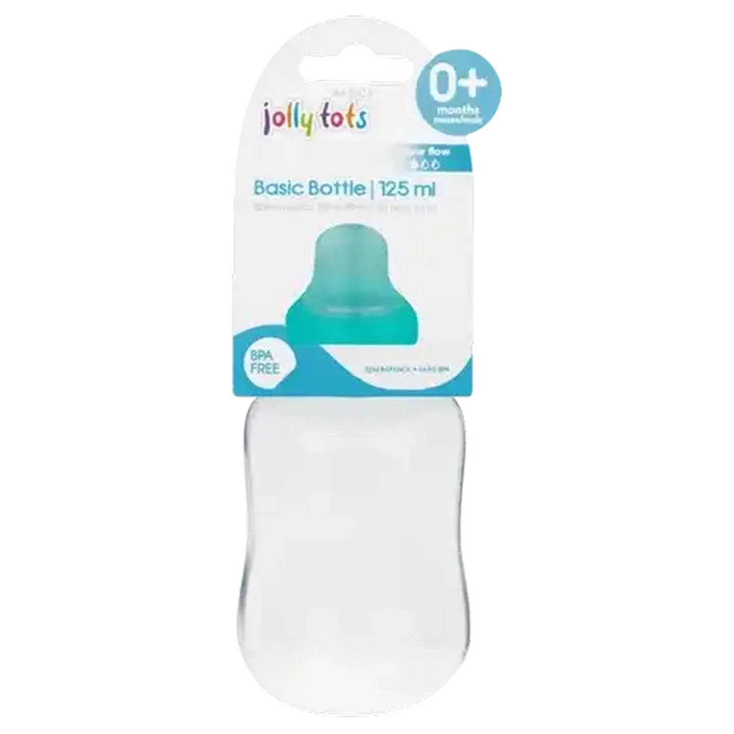 Image of Jolly Tots Basics Slow Flow Bottle 125ml (Colour May Vary)
