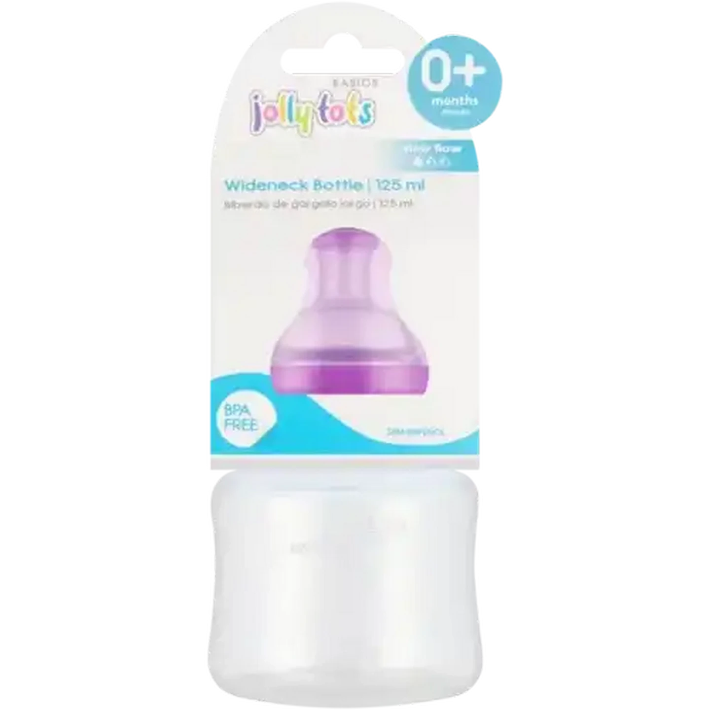 Image of Jolly Tots Basics Wideneck Bottle 125ml (Colour May Vary)