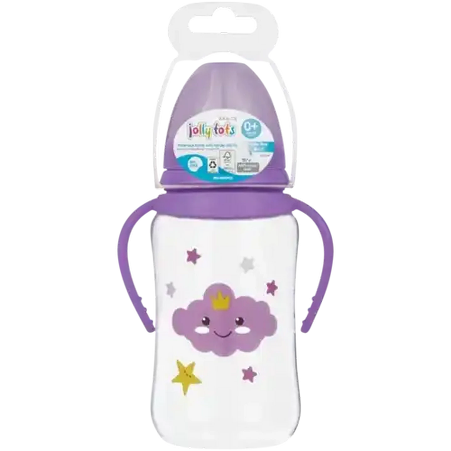 Image of Jolly Tots Basics Slow Flow Wide Neck Bottle with Handle 330ml (Print May Vary)