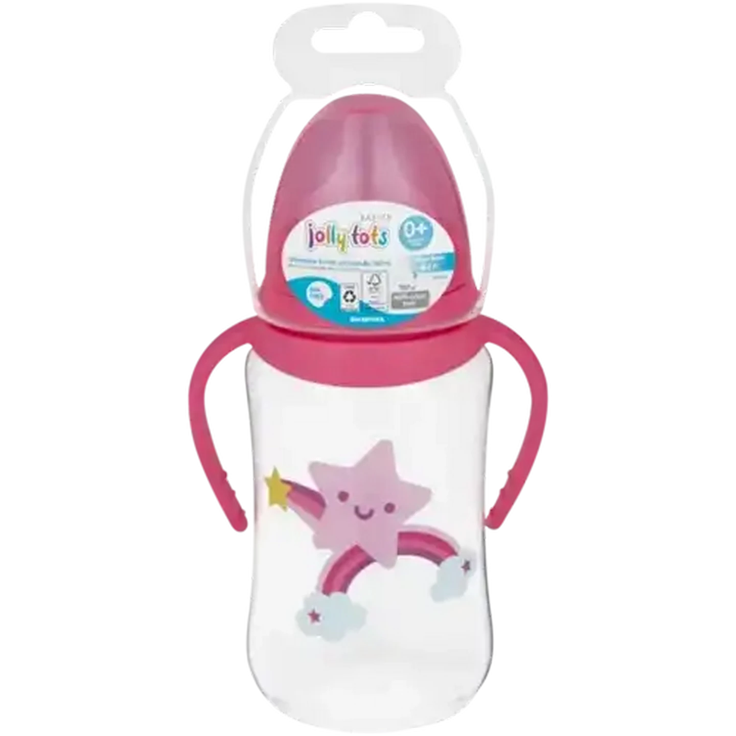 Image of Jolly Tots Basics Slow Flow Wide Neck Bottle with Handle 330ml (Print May Vary)