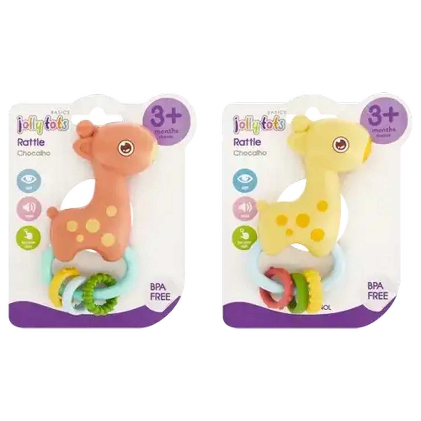 Image of Jolly Tots Giraffe Rattle Rings 3 Months + (Colour May Vary)