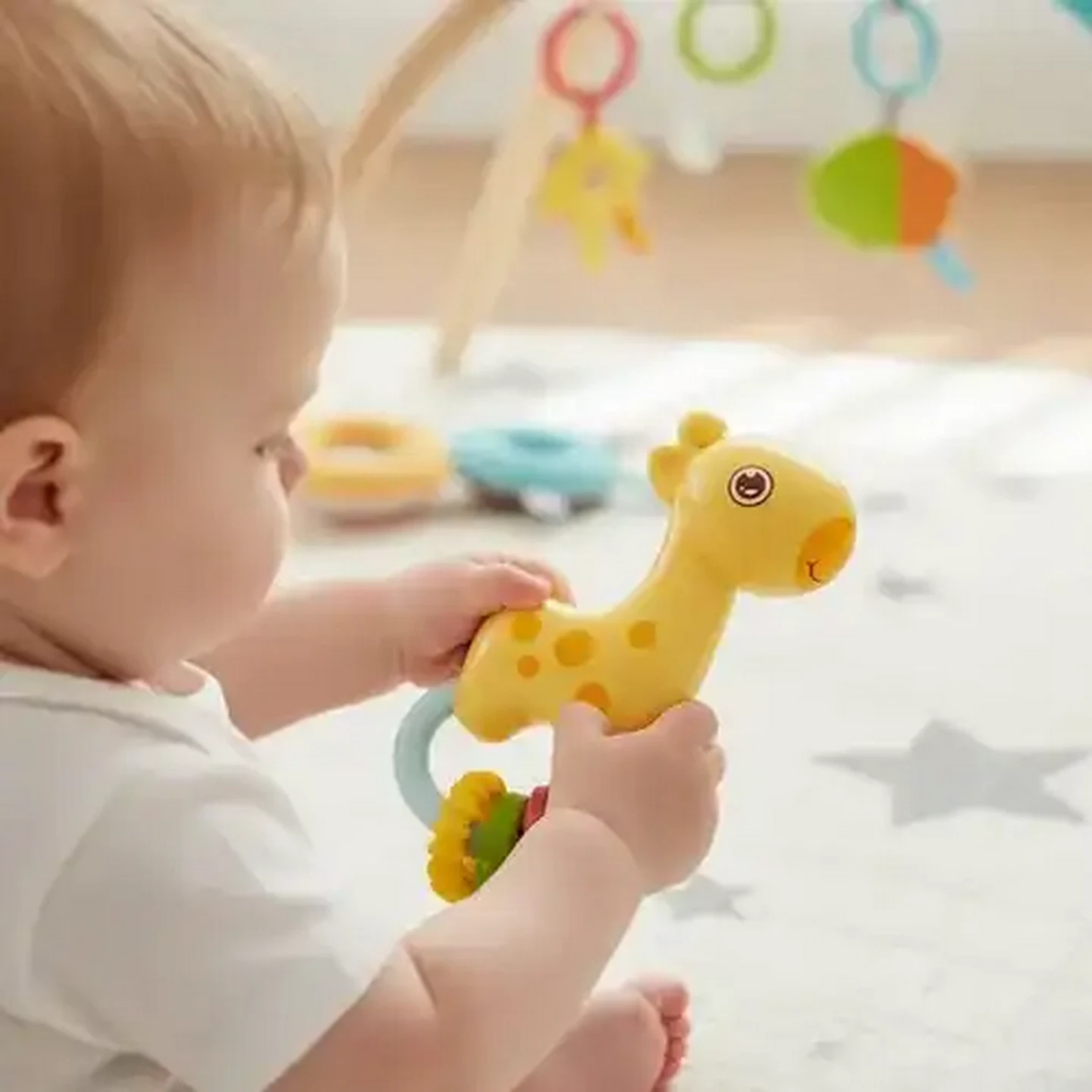 Image of Jolly Tots Giraffe Rattle Rings 3 Months + (Colour May Vary)
