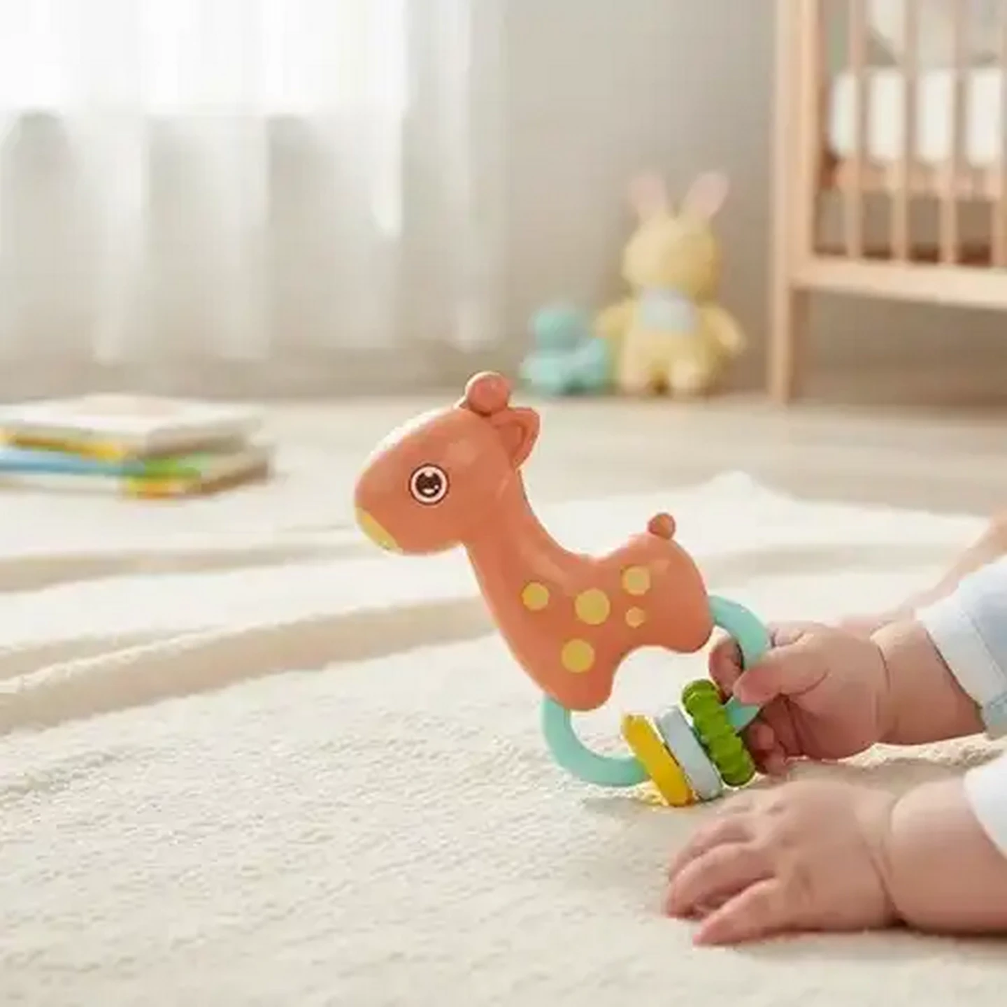 Image of Jolly Tots Giraffe Rattle Rings 3 Months + (Colour May Vary)
