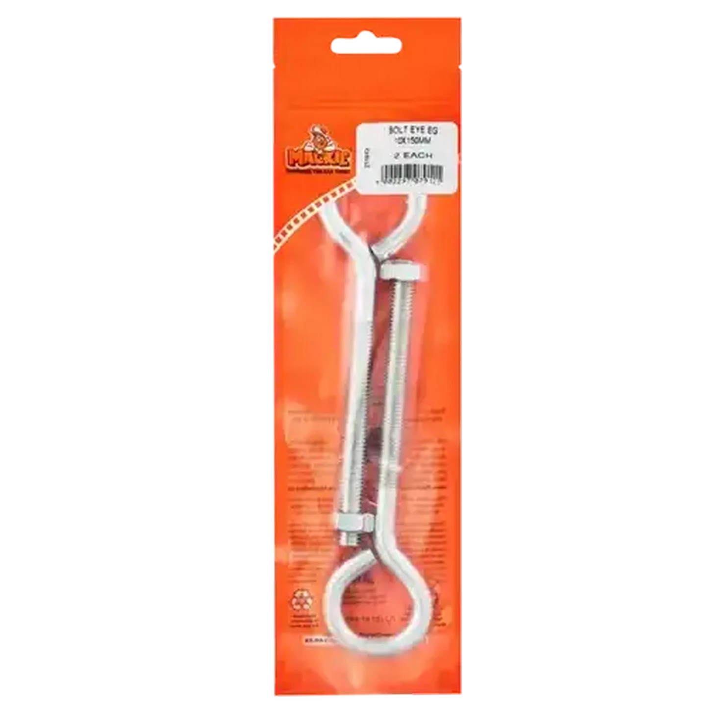 Image of Mackie Mild Steel Eye Bolt 10mm x 150mm 2 Piece