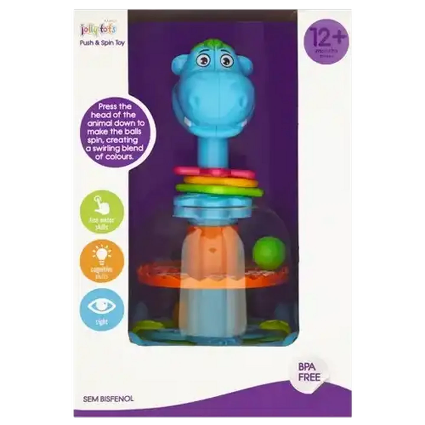 Image of Jolly Tots Push & Spin Animal 12 Months +