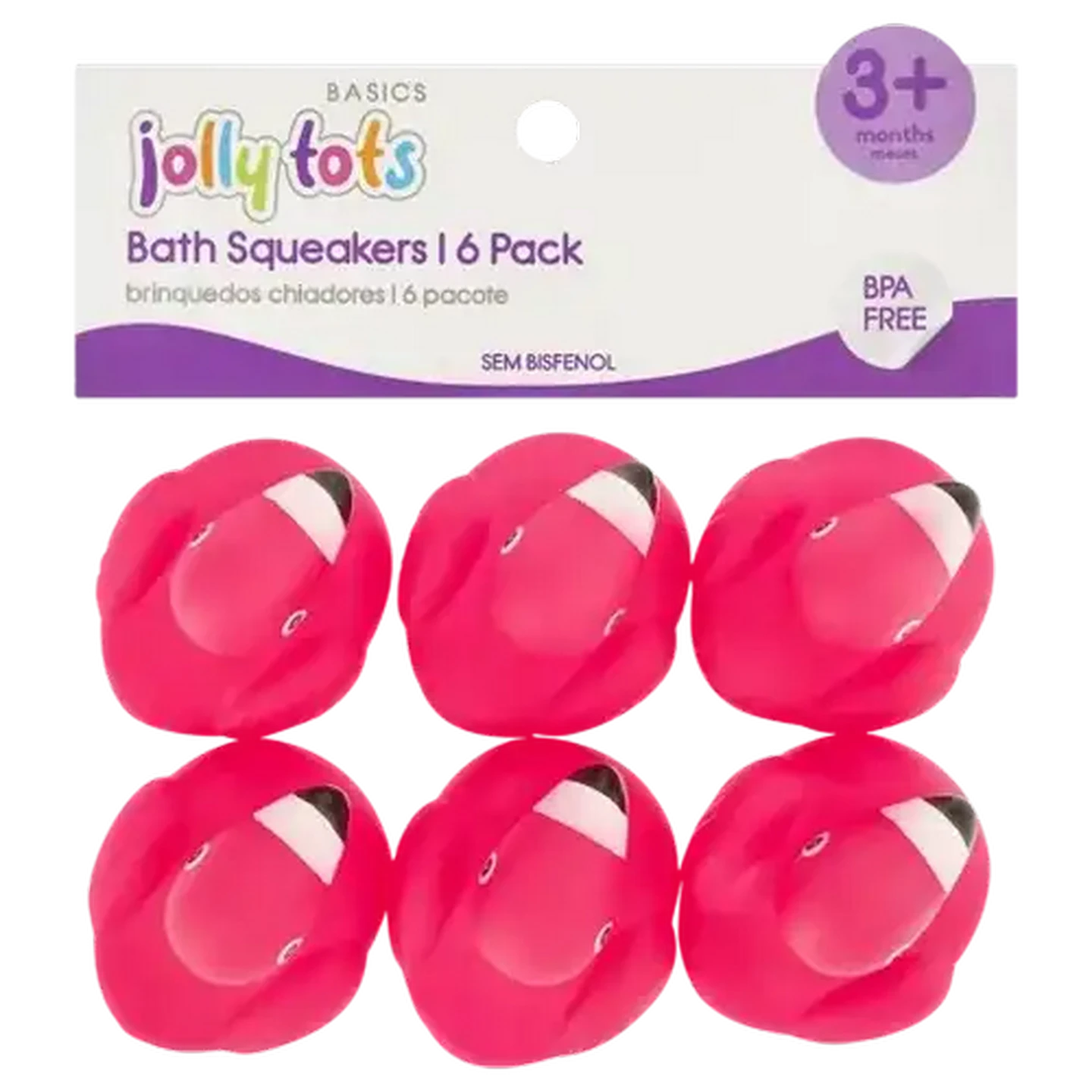 Image of Jolly Tots Flamingo Bath Squeakers 3 Months + 6-Pack