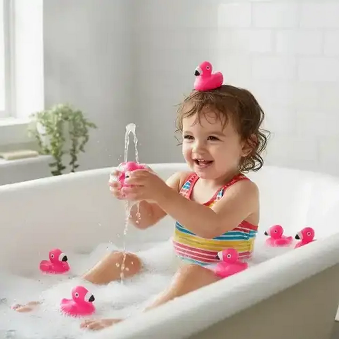Image of Jolly Tots Flamingo Bath Squeakers 3 Months + 6-Pack