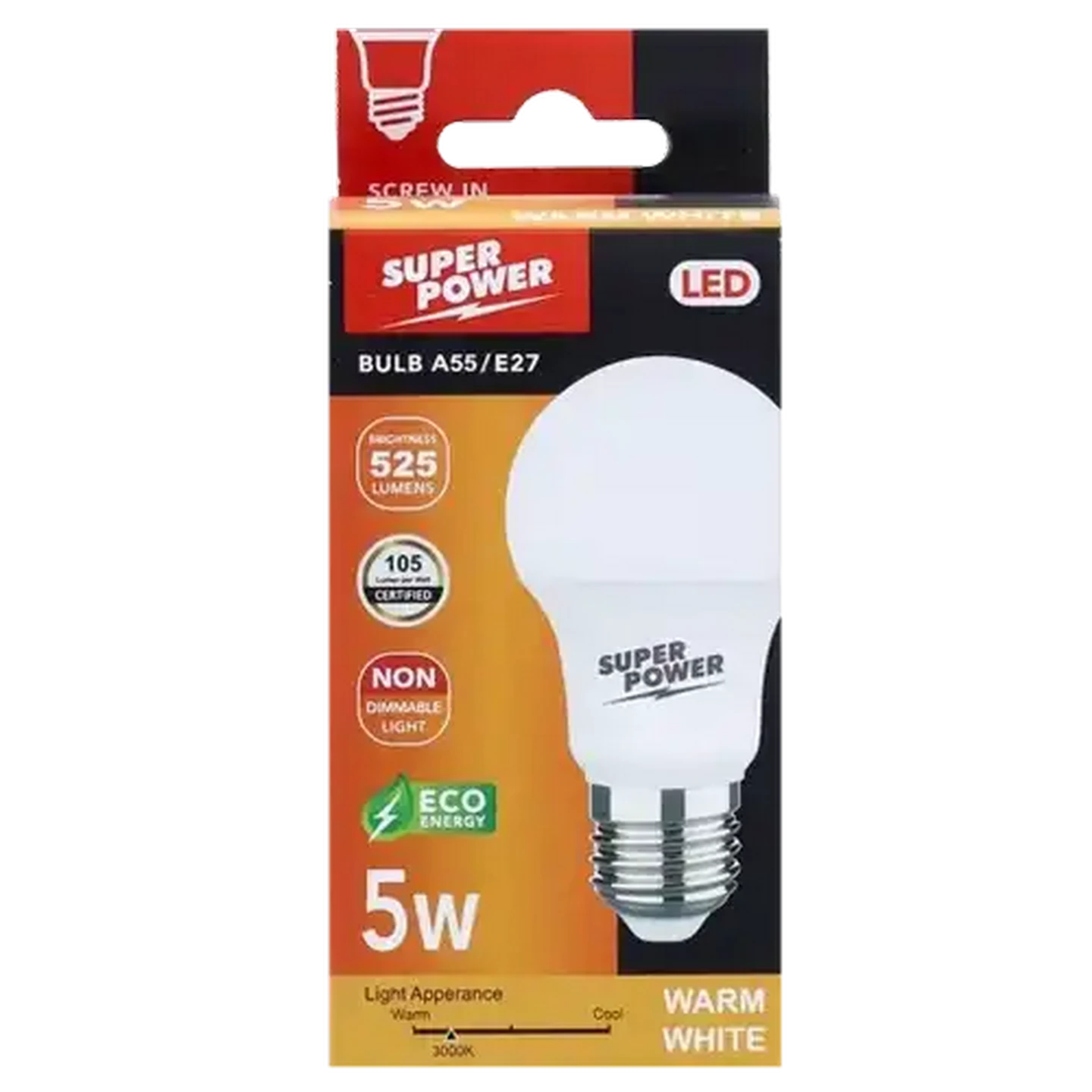 Image of Super Power A55 LED Globe Warm White ES Edison Screw 5W