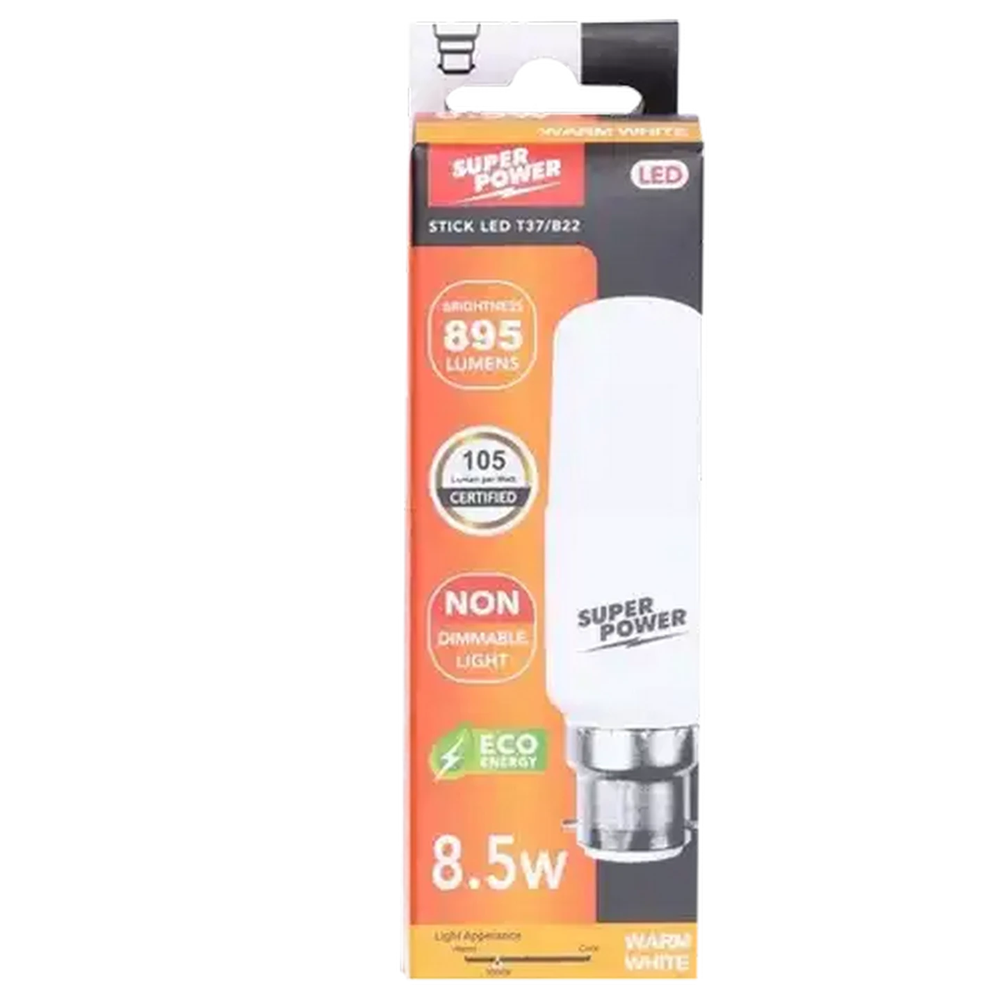 Image of Super Power Warm White B15 LED Stick Bayonet Globe 8.5W