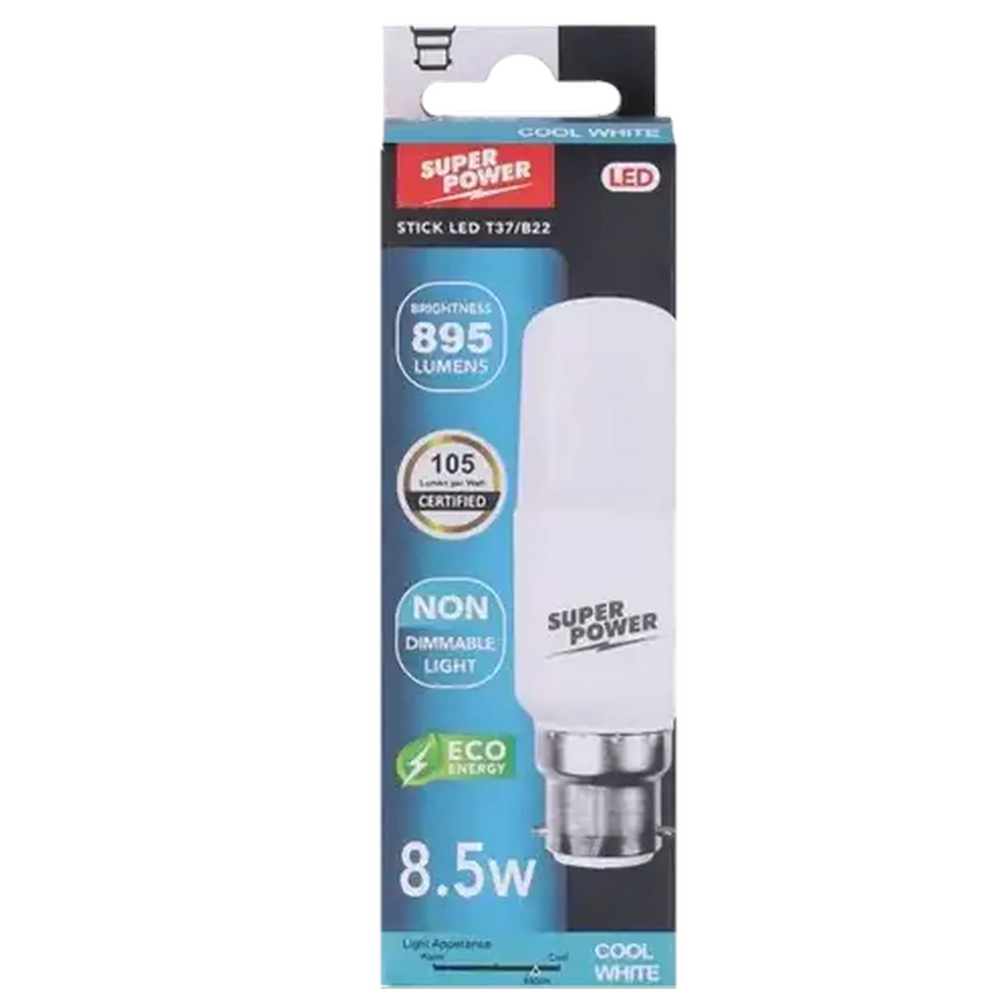 Image of Super Power Cool White BS LED Stick Bayonet Globe 8.5W