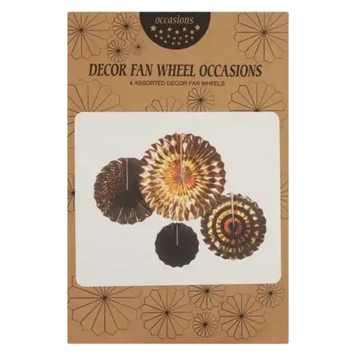 Image of Occasions Black & Gold Decor Fan Wheel 4-Pack