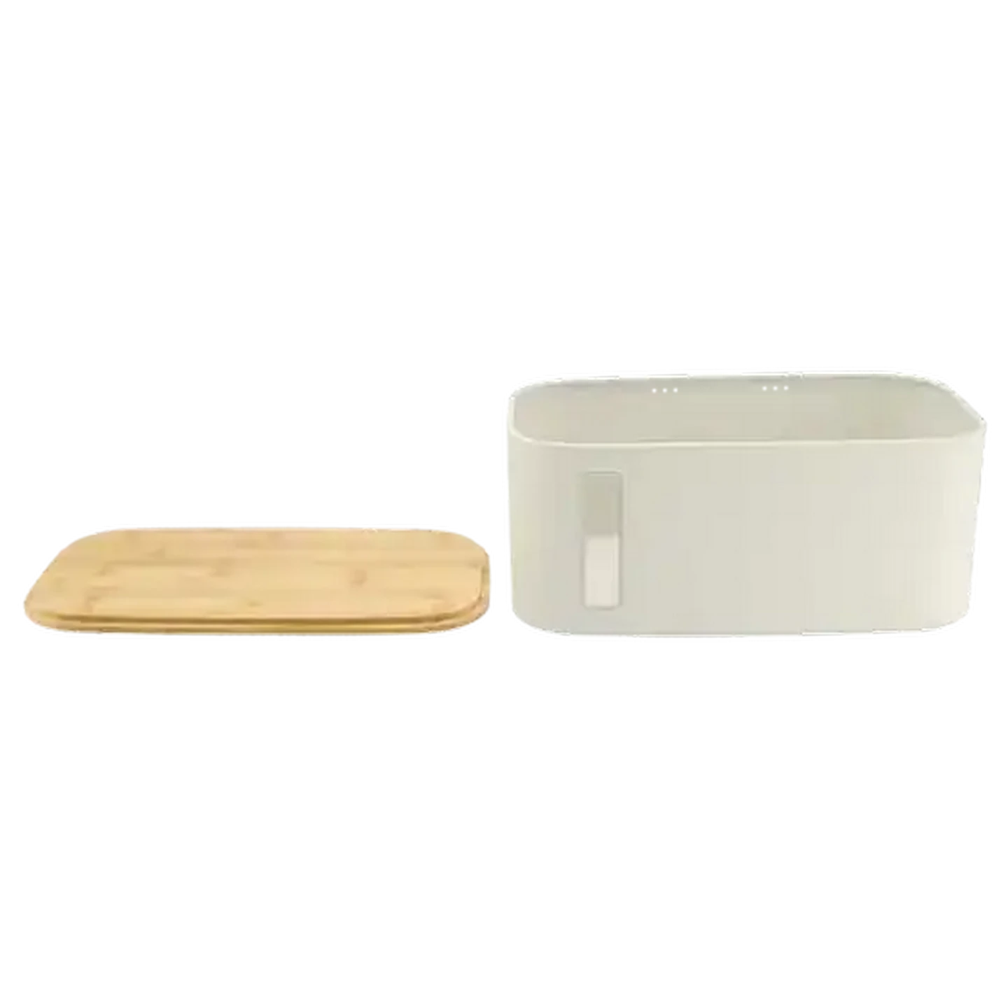 Image of Sand Large Bread Bin with Wooden Lid