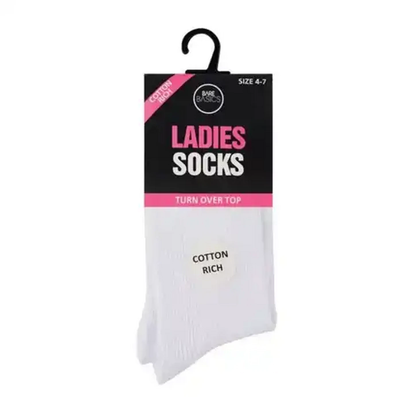 Image of Bare Basics Ladies White Cotton Rich Socks Size 4-7
