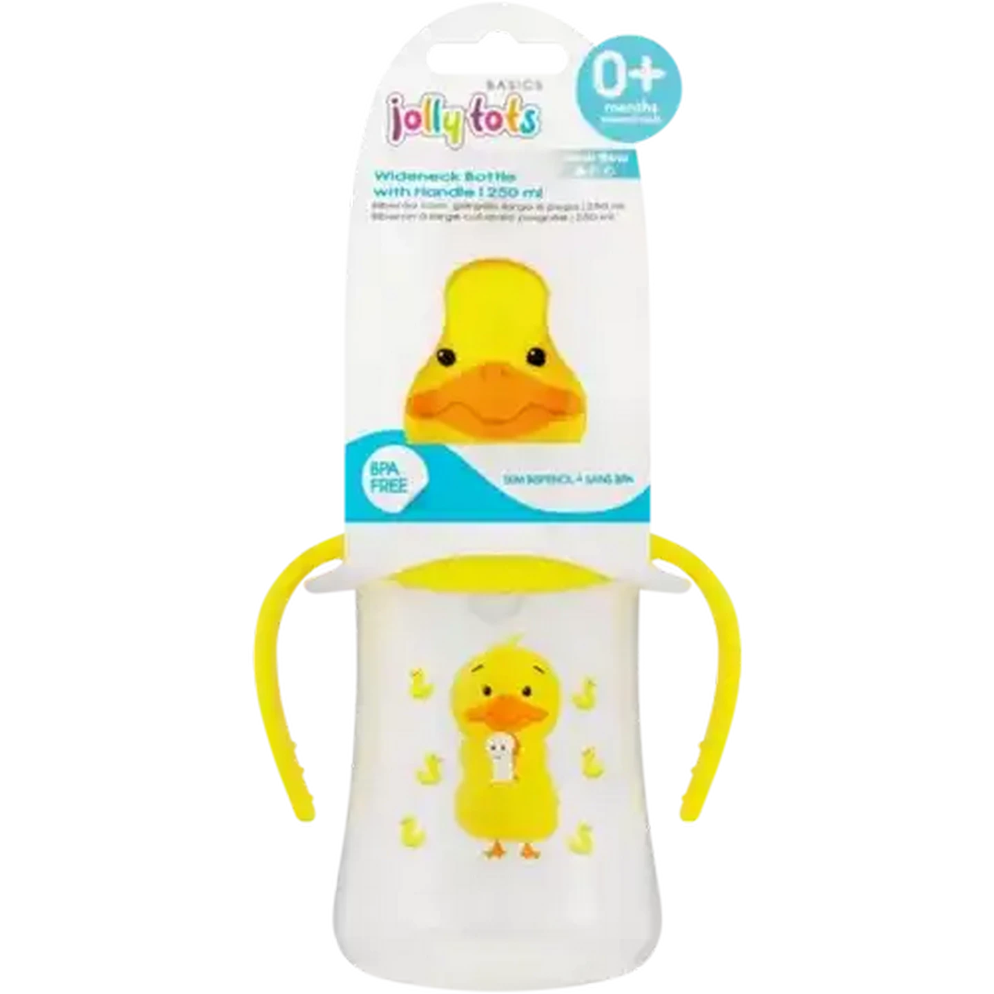 Image of Jolly Tots Yellow Slow Flow Wideneck Bottle with Handle 250ml