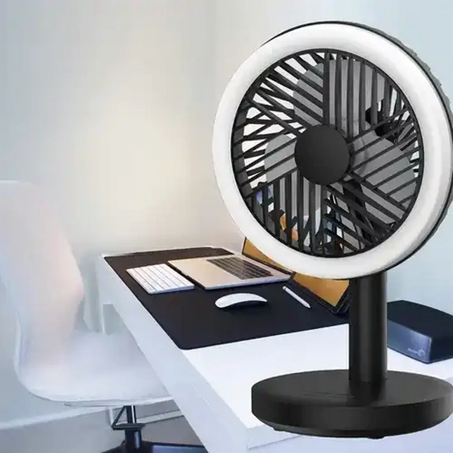Image of Eurolux Black Rechargeable LED Desk Fan