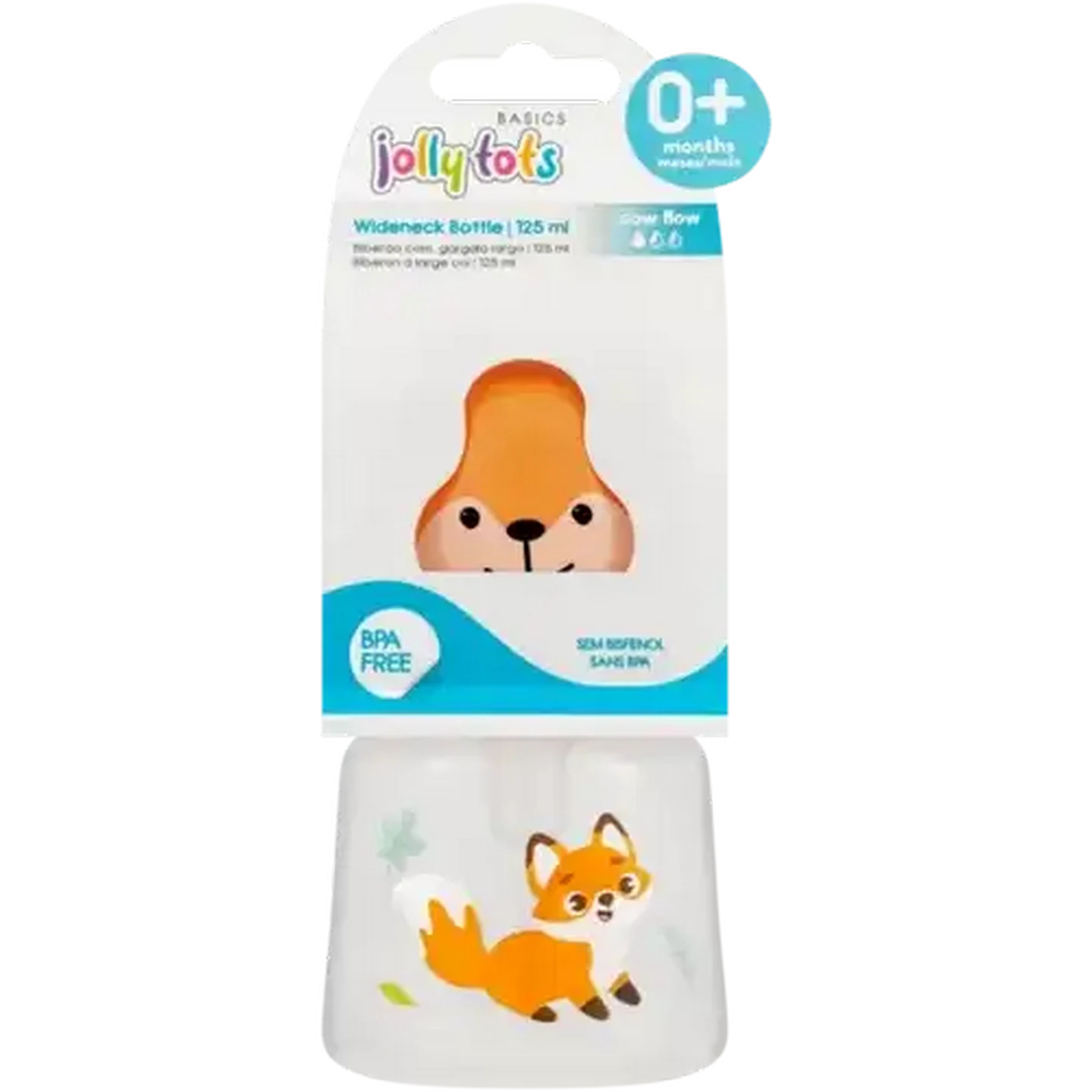 Image of Jolly Tots Basics Slow Flow Wideneck Bottle 125ml
