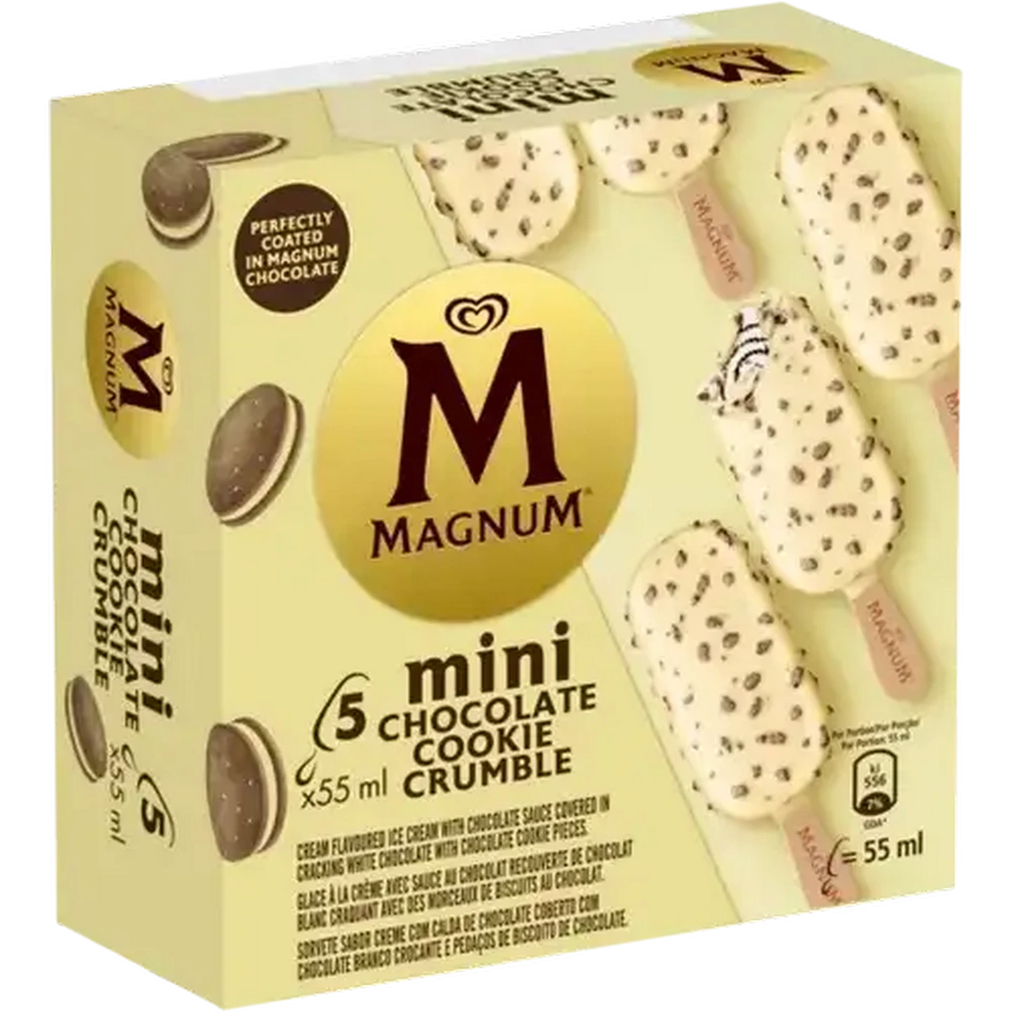 Image of Magnum Chocolate Cookie Crumble Mini Ice Cream 5 x 55ml