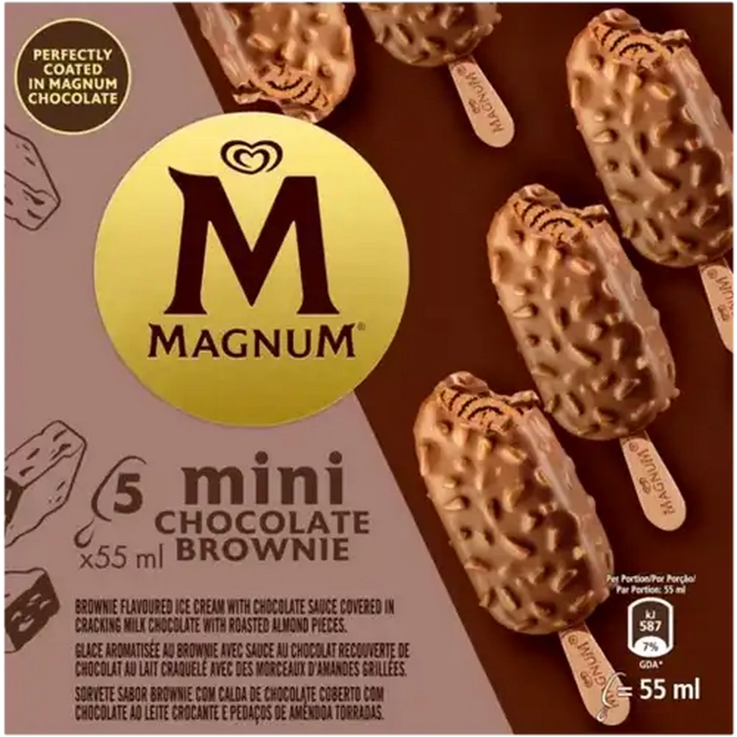 Image of Magnum Chocolate Brownie Mini Ice Cream 5 x 55ml