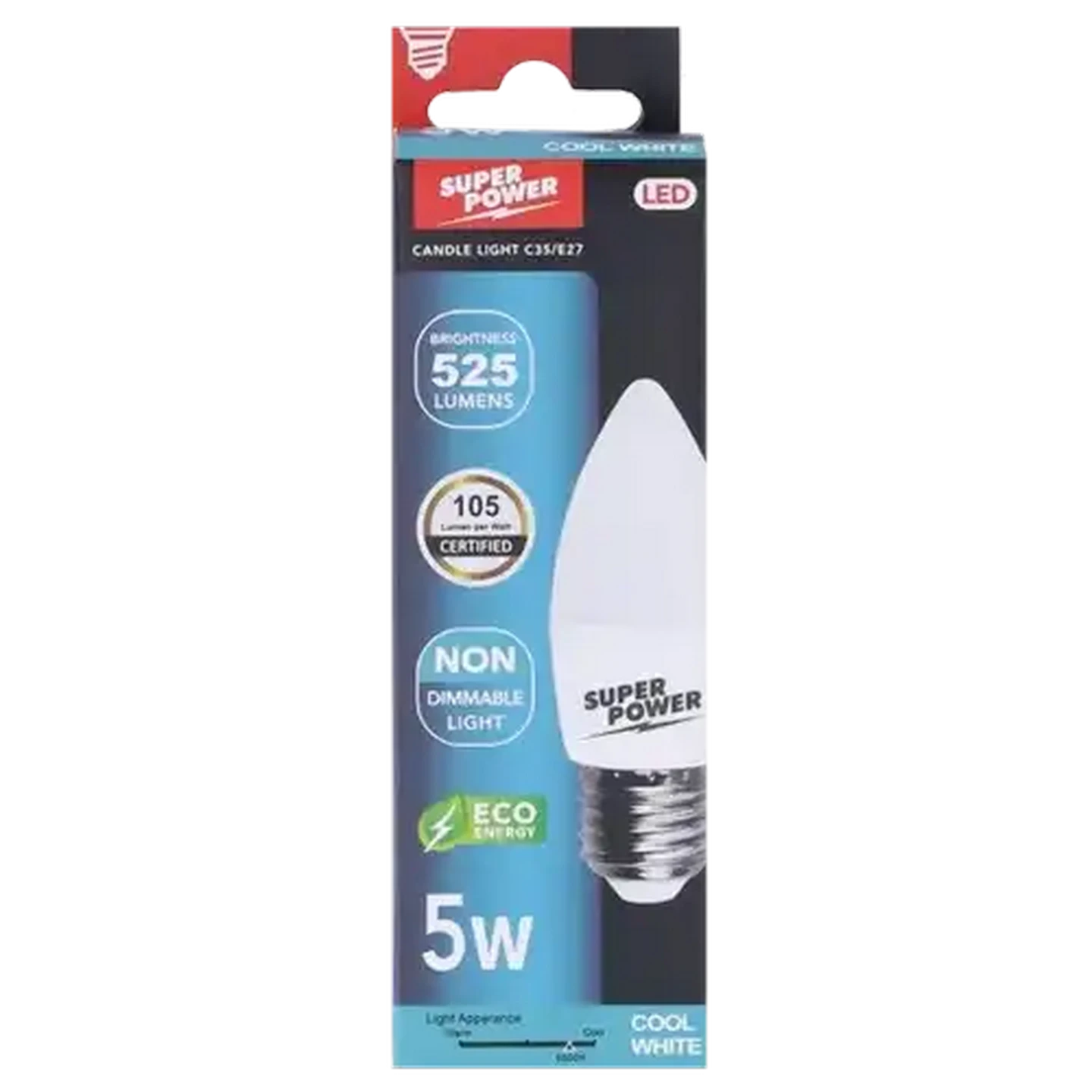 Image of Super Power ES Cool White LED Screw-in Globe 5W