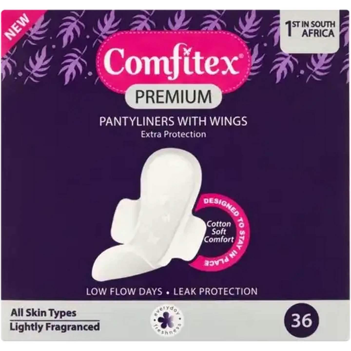 Image of Comfitex Low Flow Lightly Fragranced Pantyliners with Wings 36 Pack