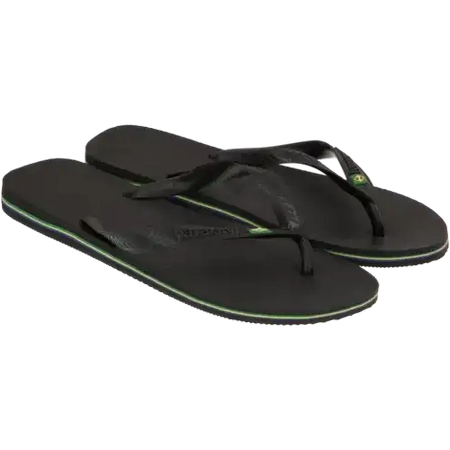Image of Havaianas Unisex Brazil Logo Black Sandals 43/44 (Size 9/10)