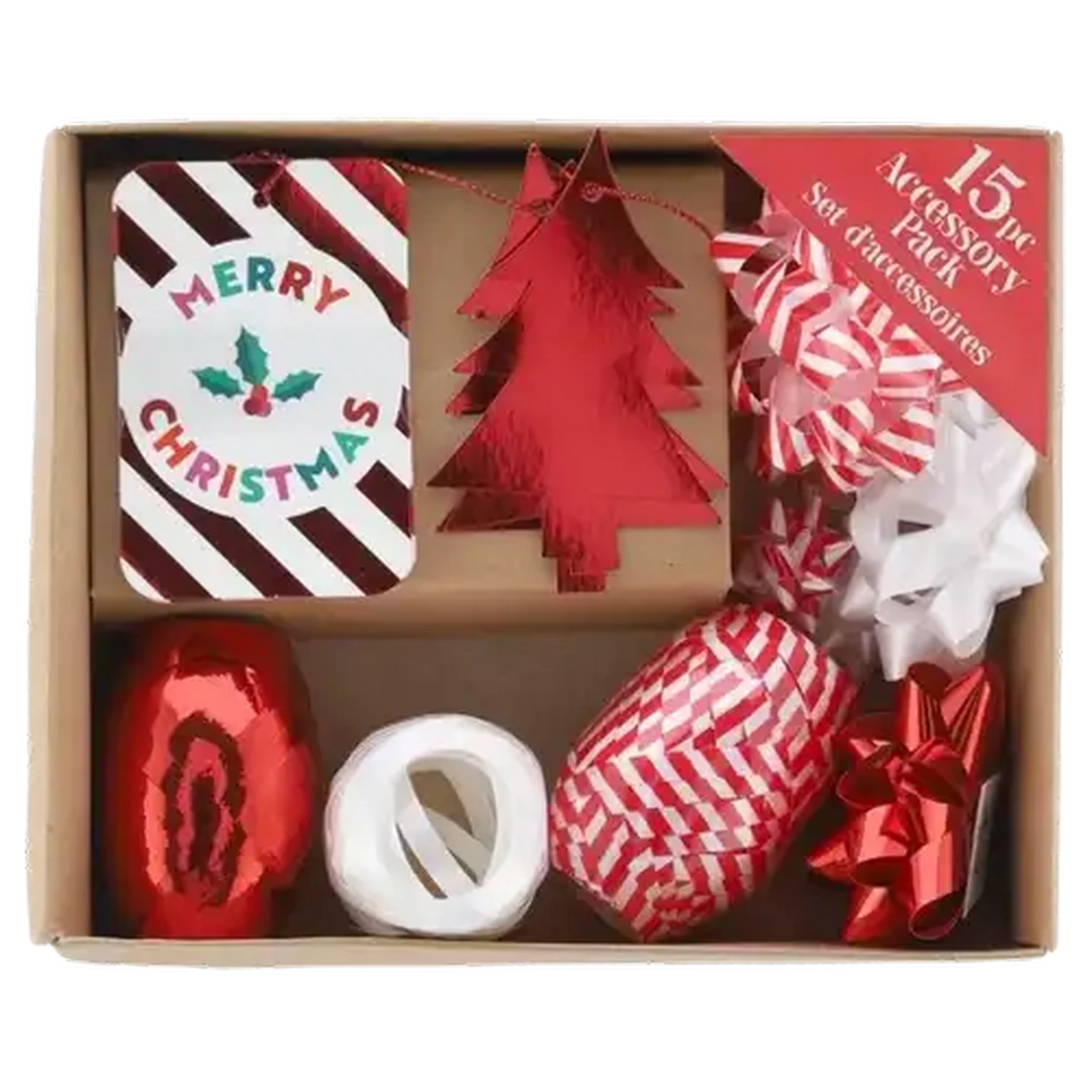 Image of Red & White Christmas Ribbon Pack 15 Piece