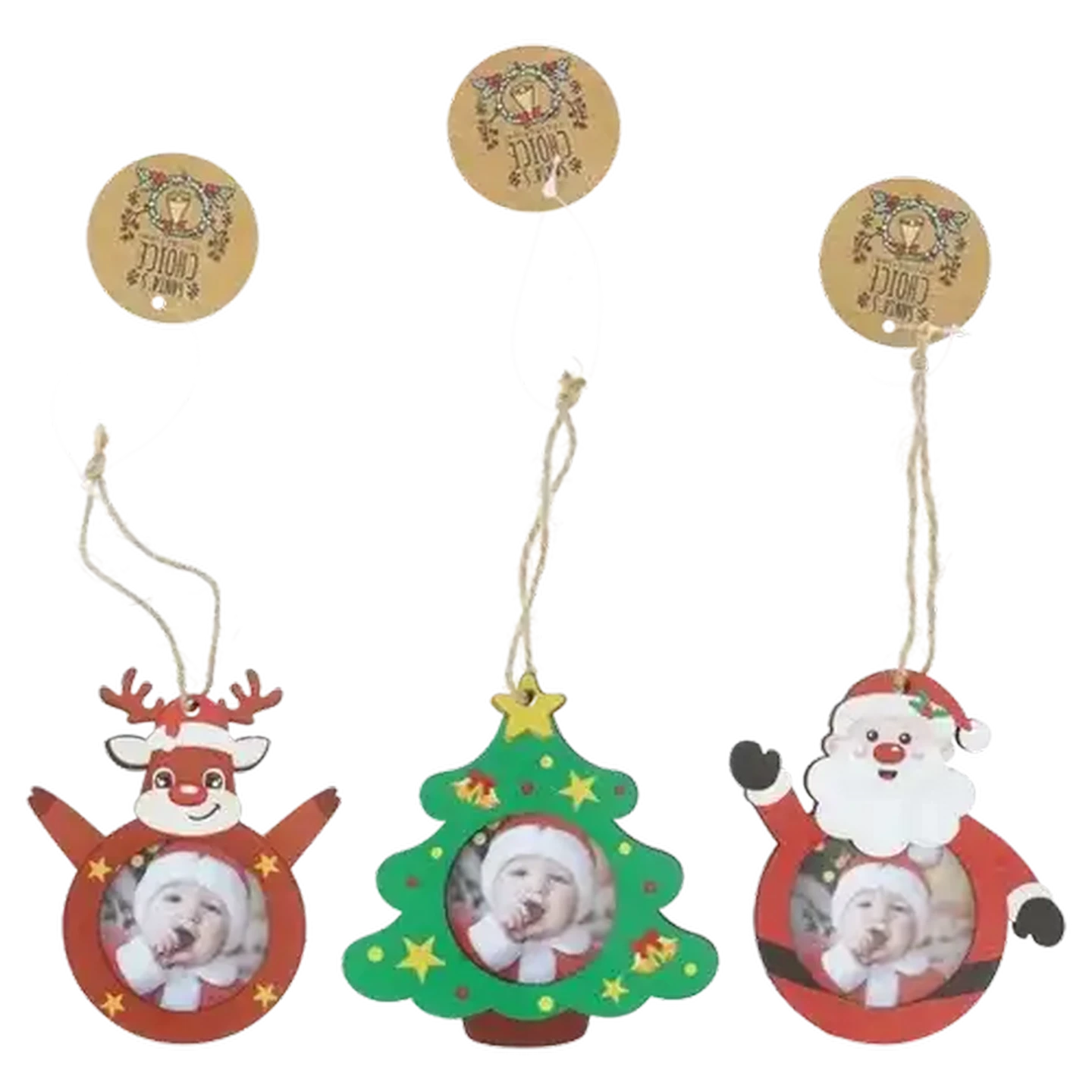 Image of Santa's Choice Photo Frame Christmas Tree Decoration 12cm (Design May Vary)