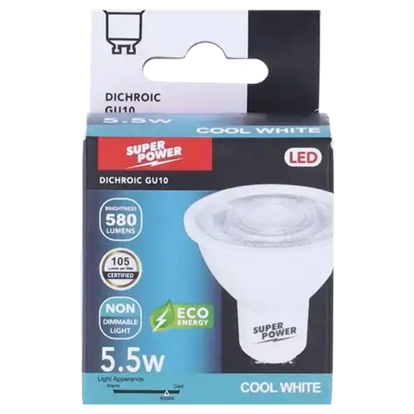 Image of Super Power GU10 LED Globe Cool White Twist And Lock 5.5W