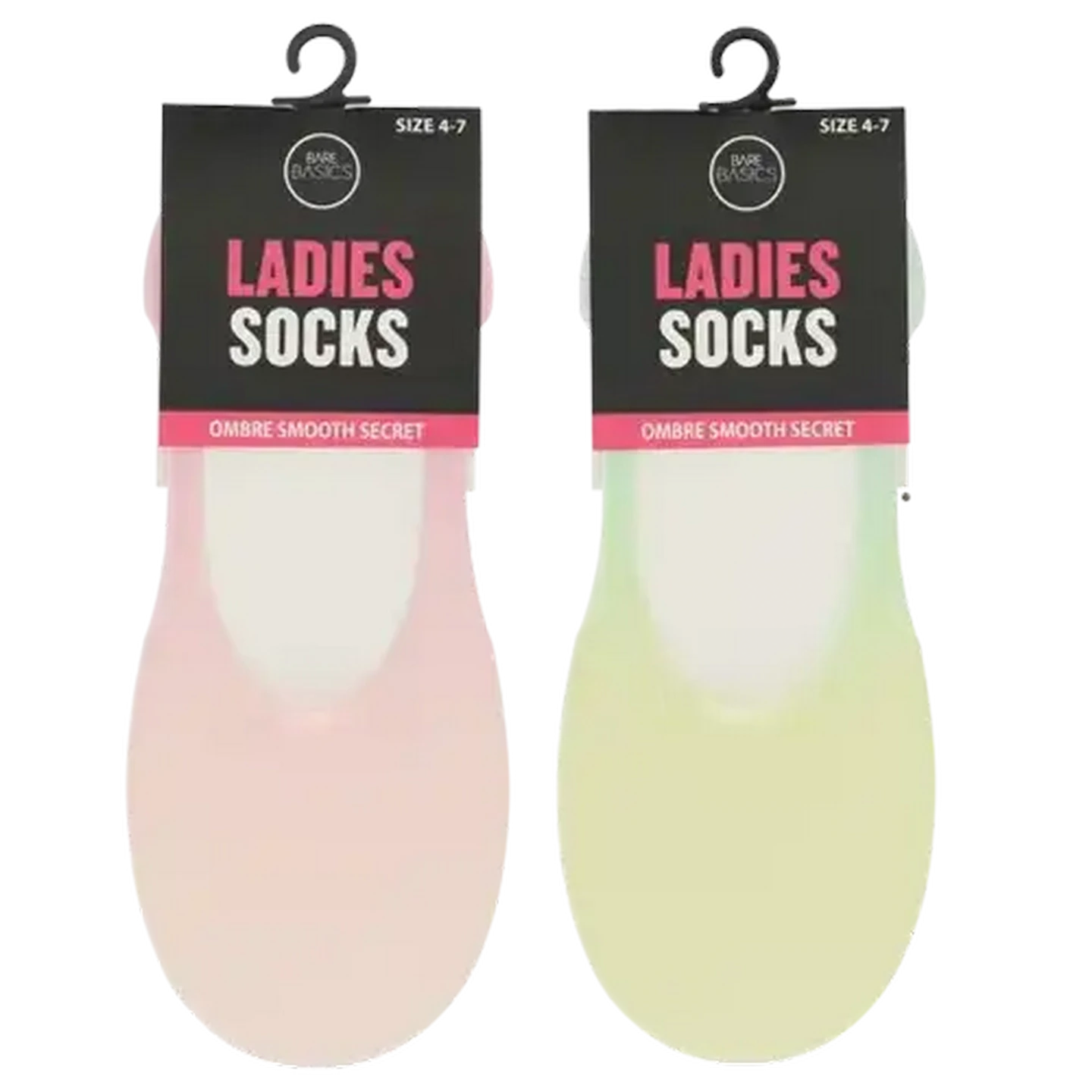 Image of Bare Basics Ladies Ombre Smooth Secret Socks Size 4-7 (Colour May Vary)