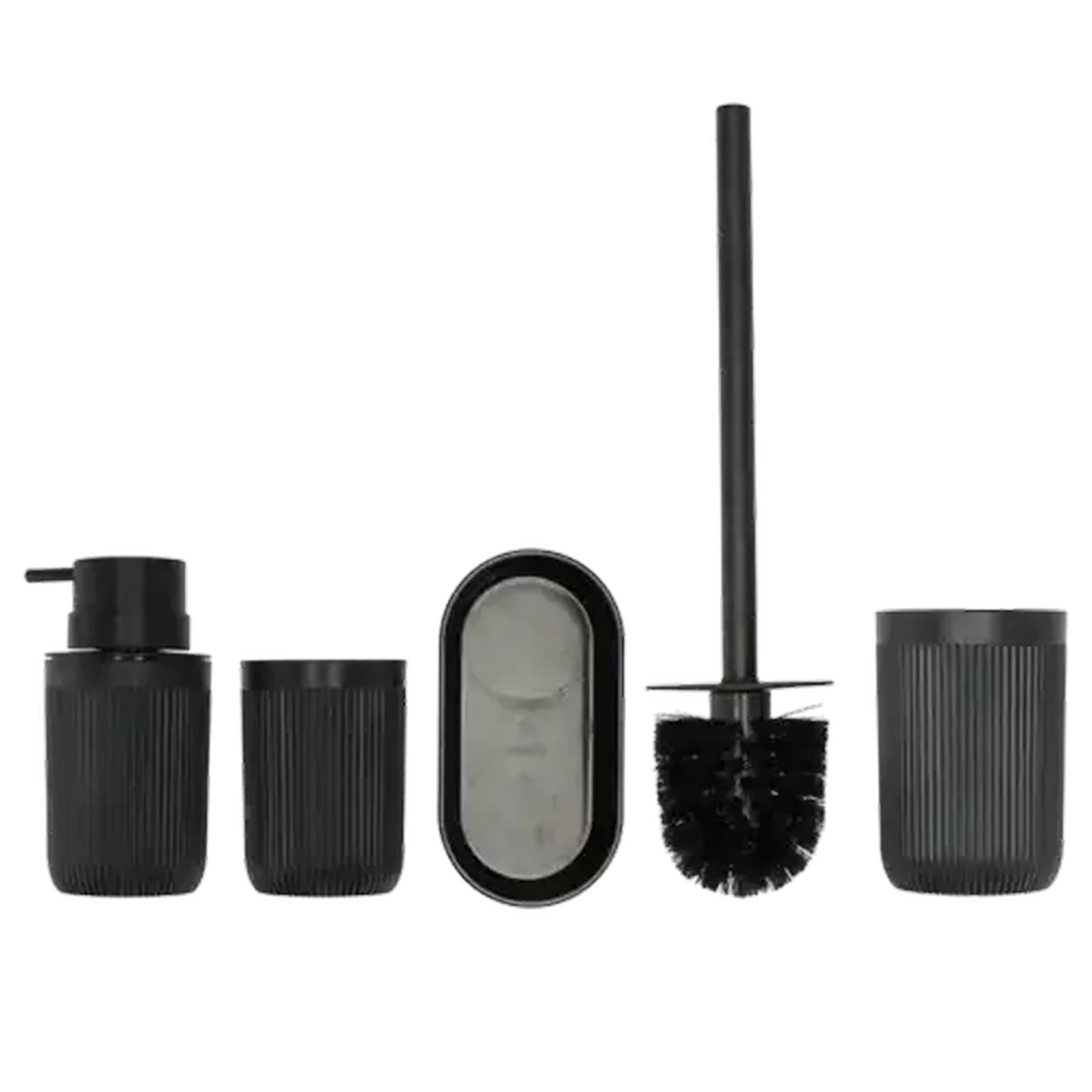 Image of Plastic Black Bathroom Accessories Set 4 Piece