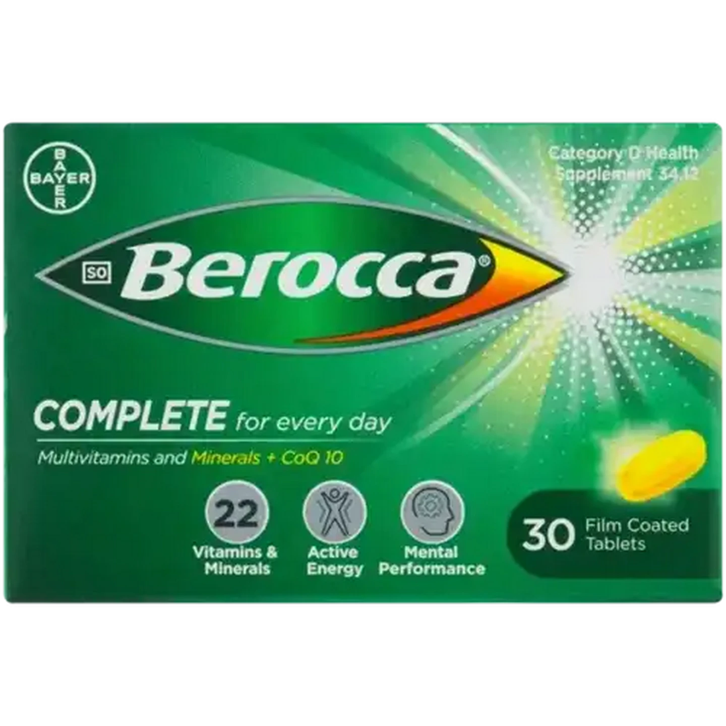 Image of Berocca Complete Multivitamin Film-Coated Tablets 30 Pack
