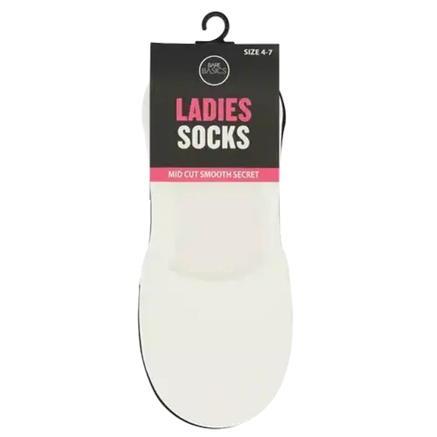Image of Bare Basics Ladies Mid Cut Smooth Secret Socks 2-Pack (Colour May Vary)